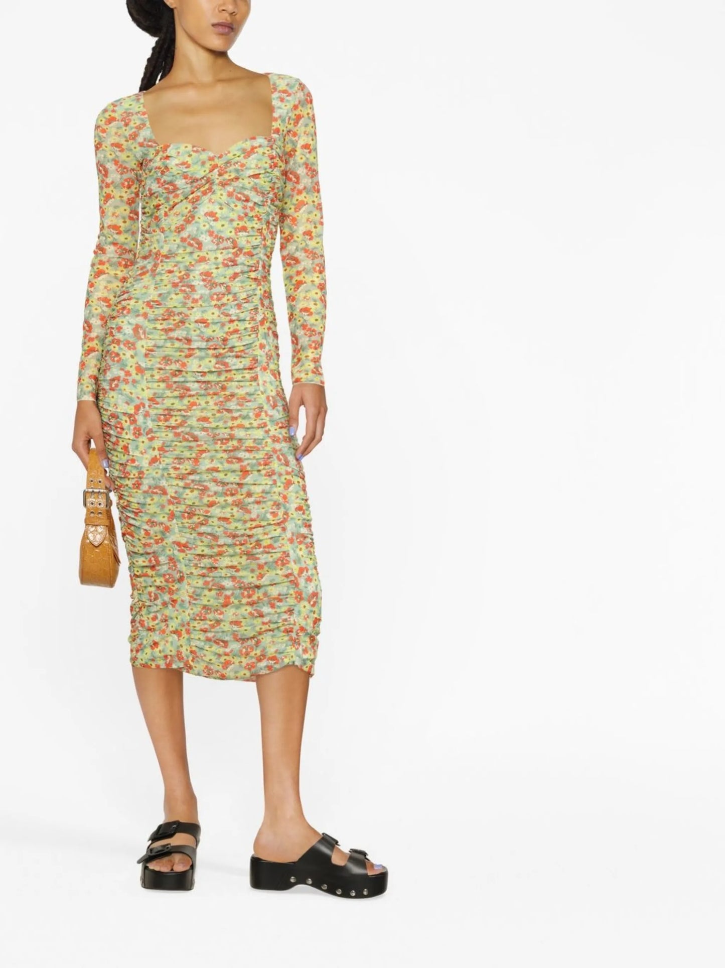 floral-print midi dress