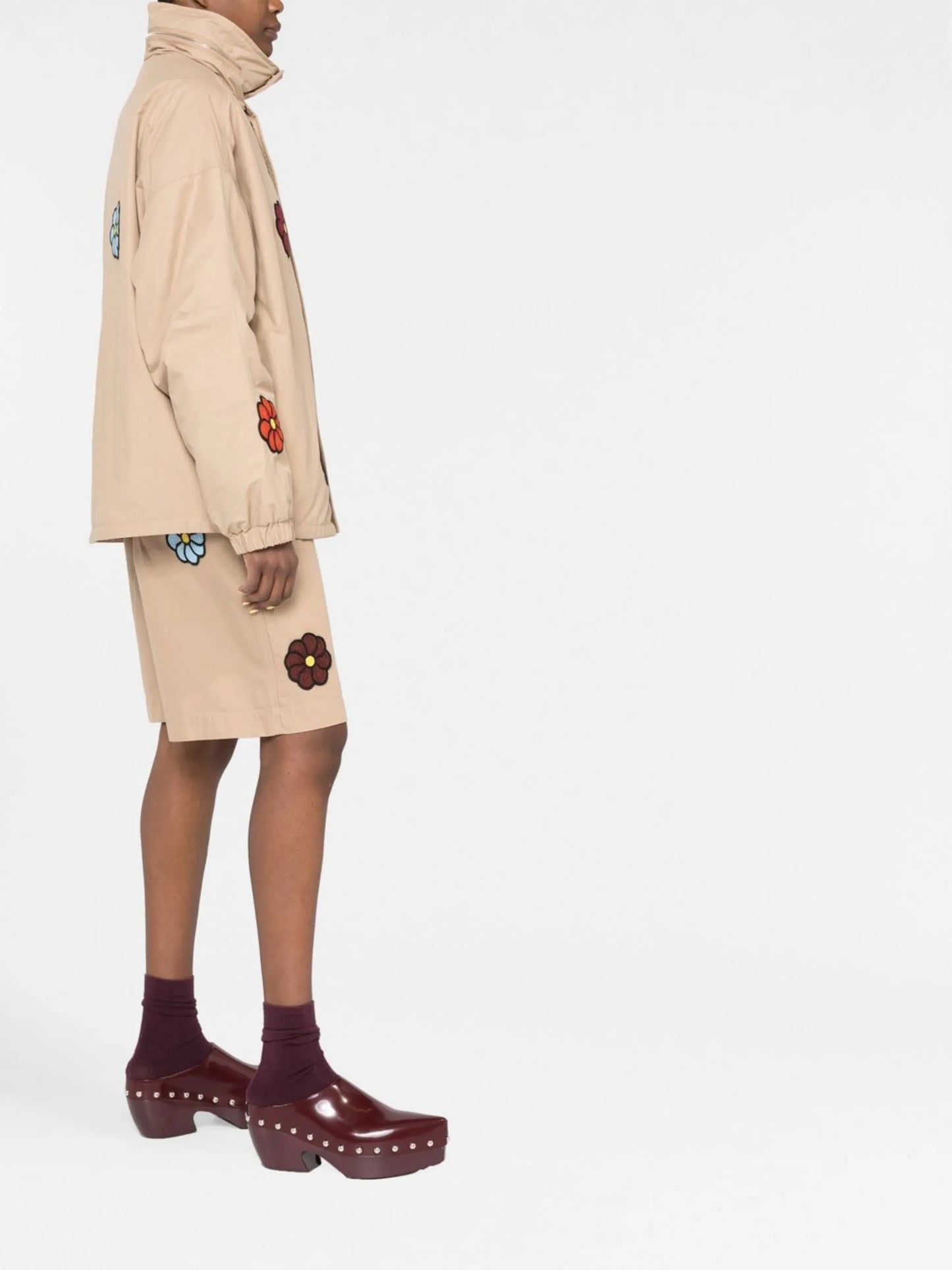 macramé flower-embroidery hooded jacket