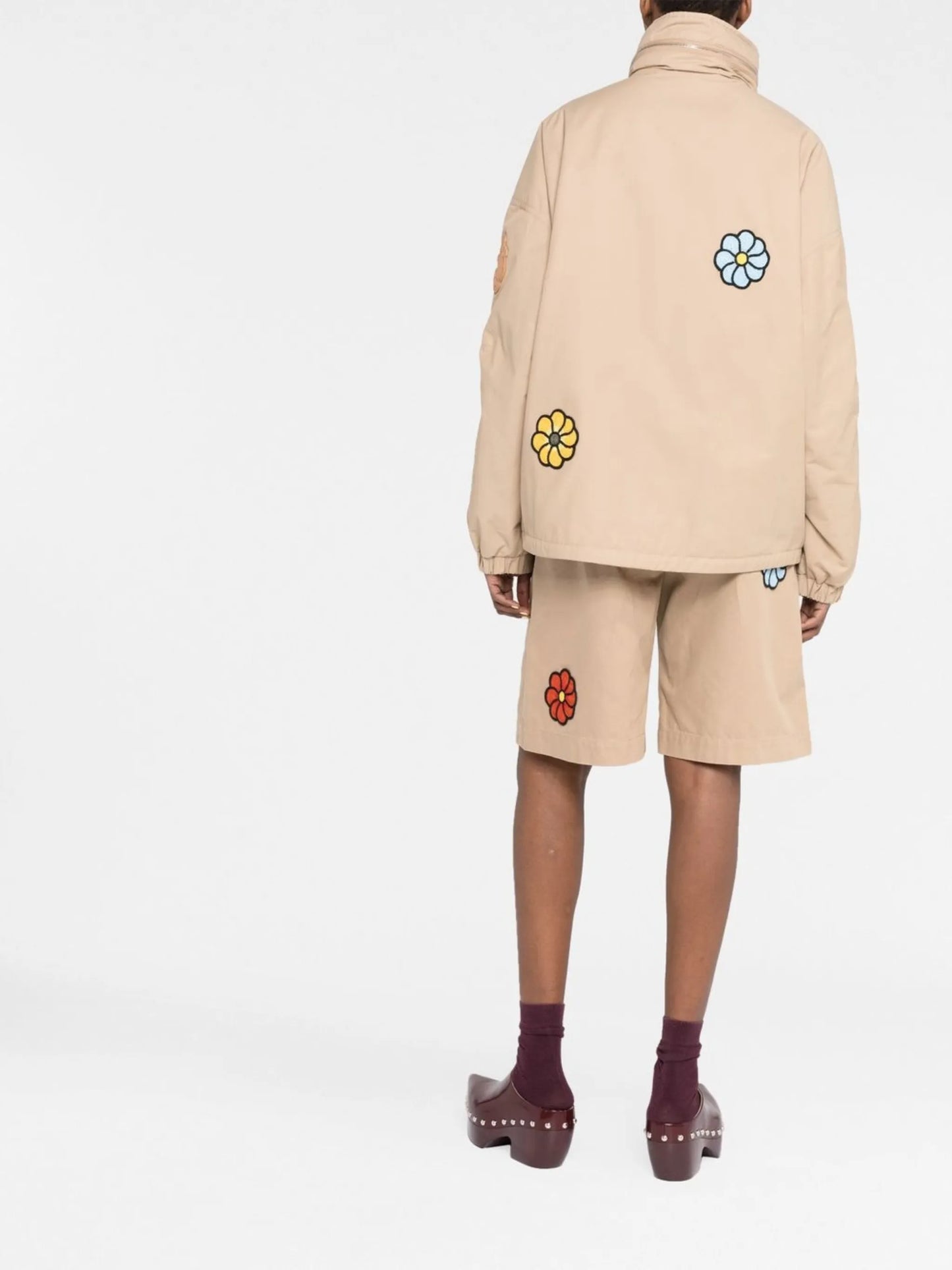 macramé flower-embroidery hooded jacket