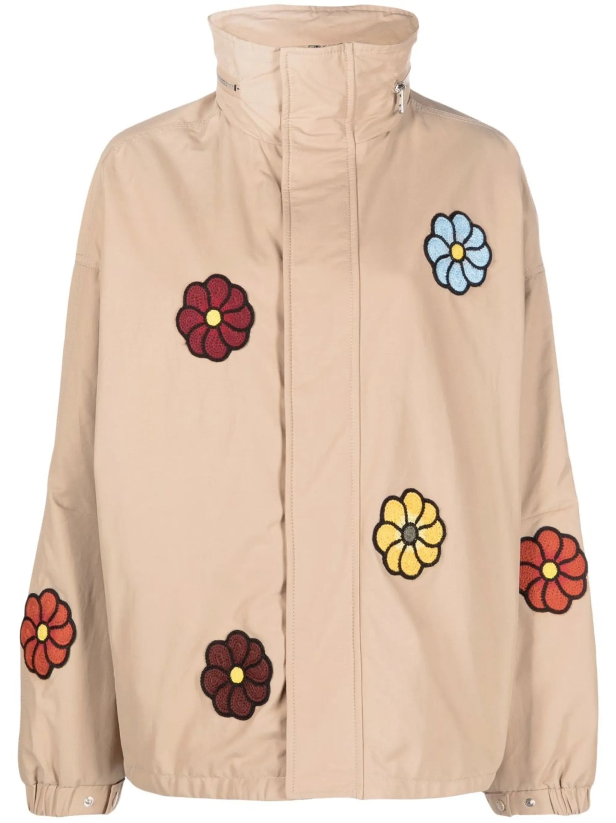 macramé flower-embroidery hooded jacket
