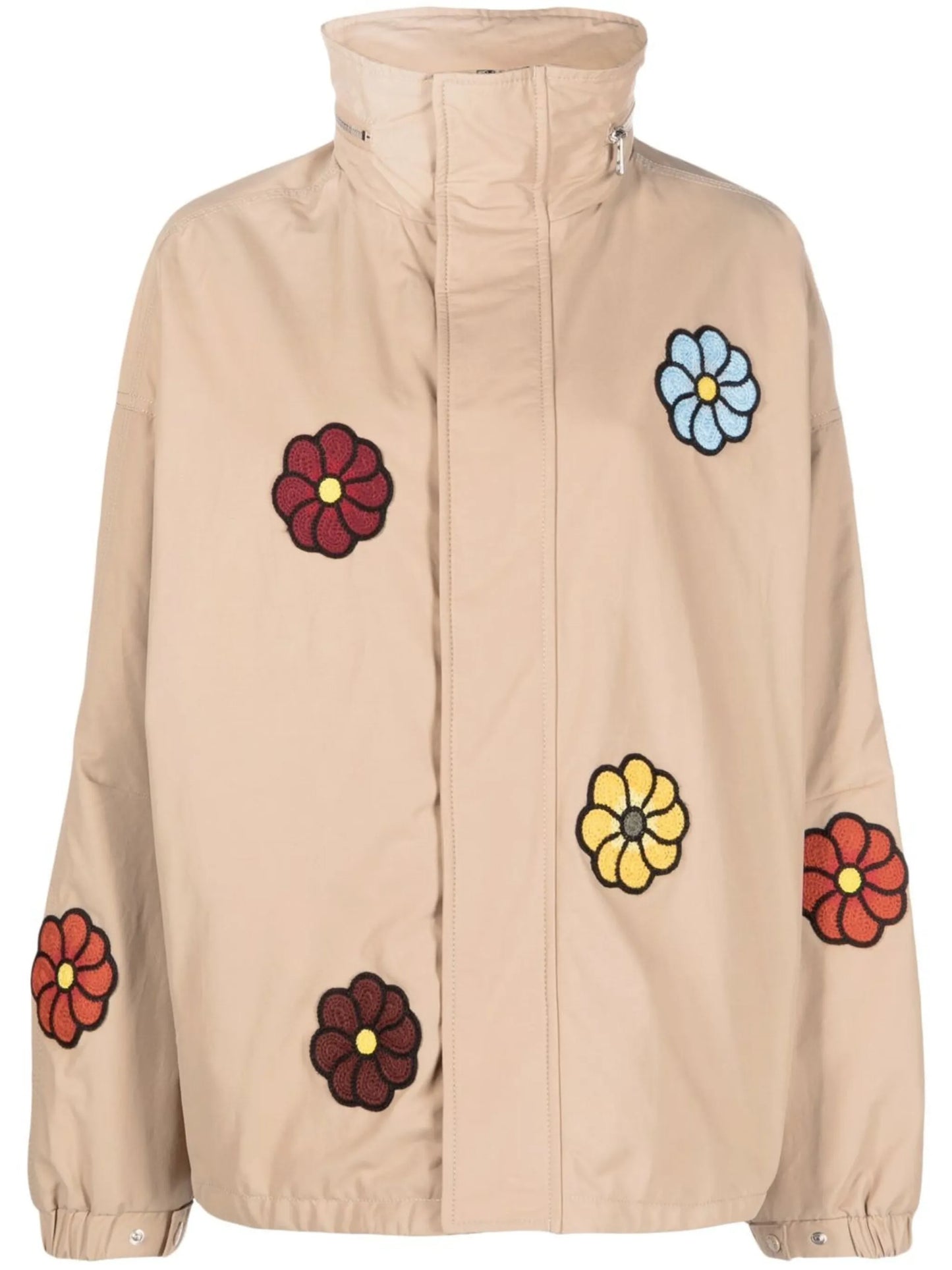 macramé flower-embroidery hooded jacket