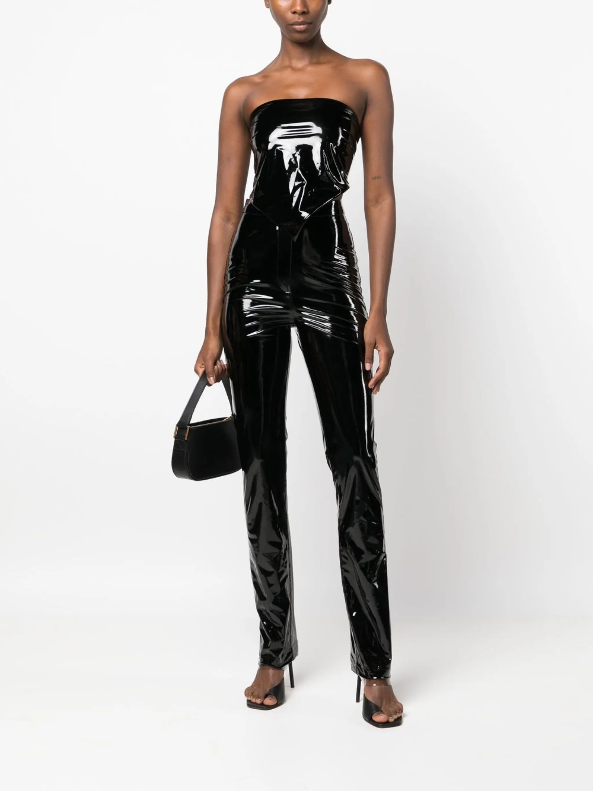 strapless patent bandana top