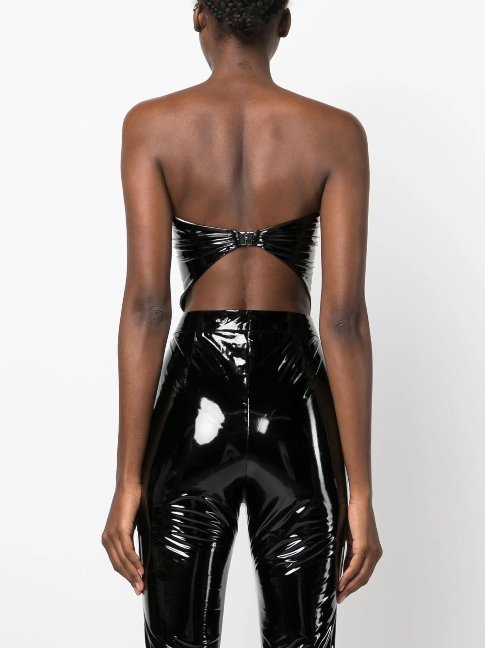 strapless patent bandana top
