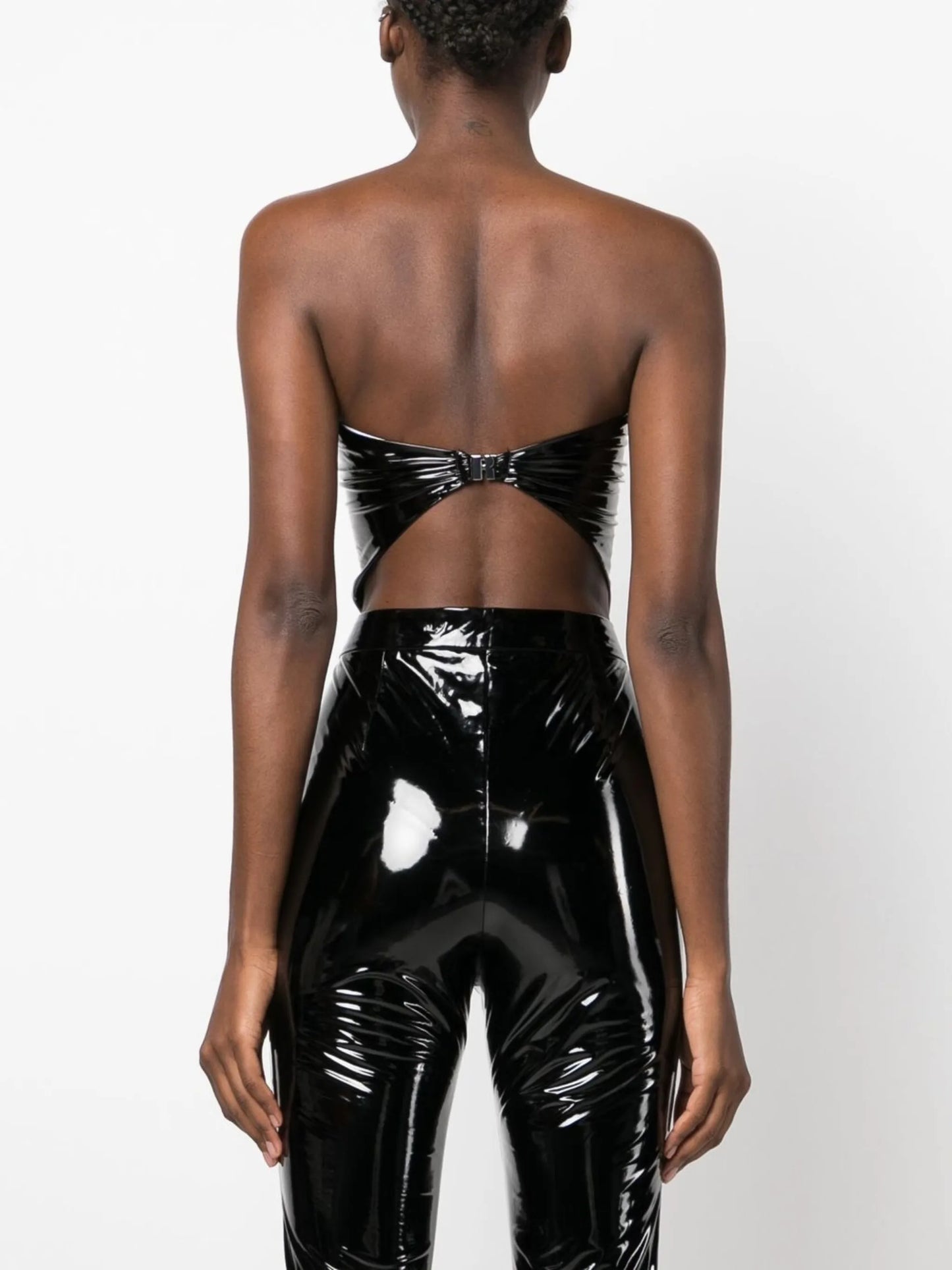 strapless patent bandana top