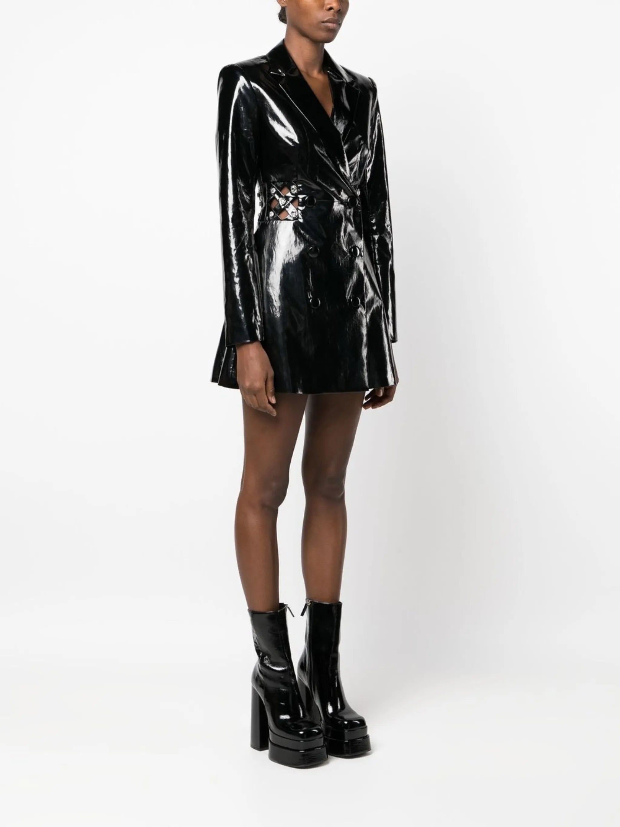 patent cut-out blazer-dress