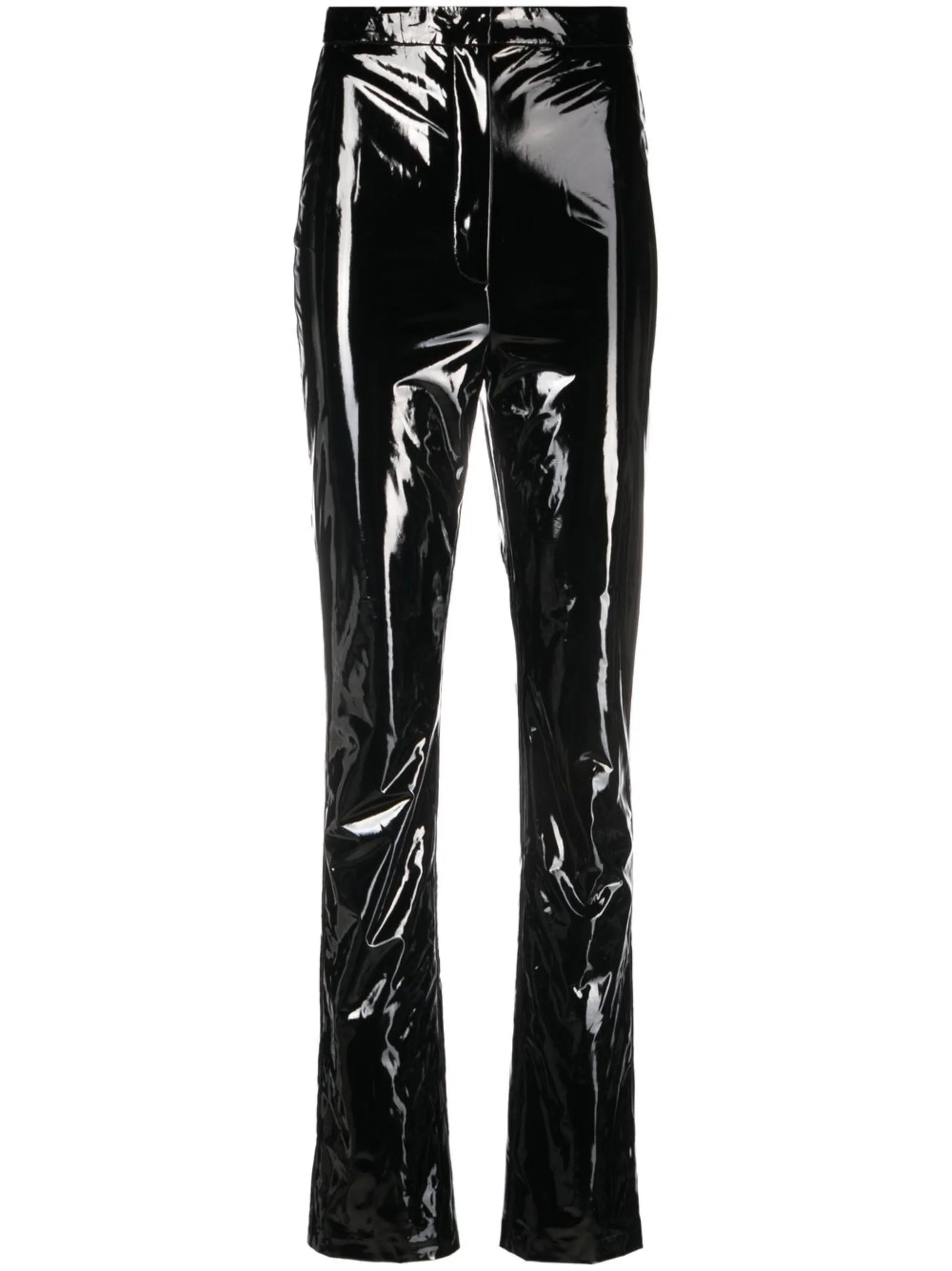high-waisted patent trousers