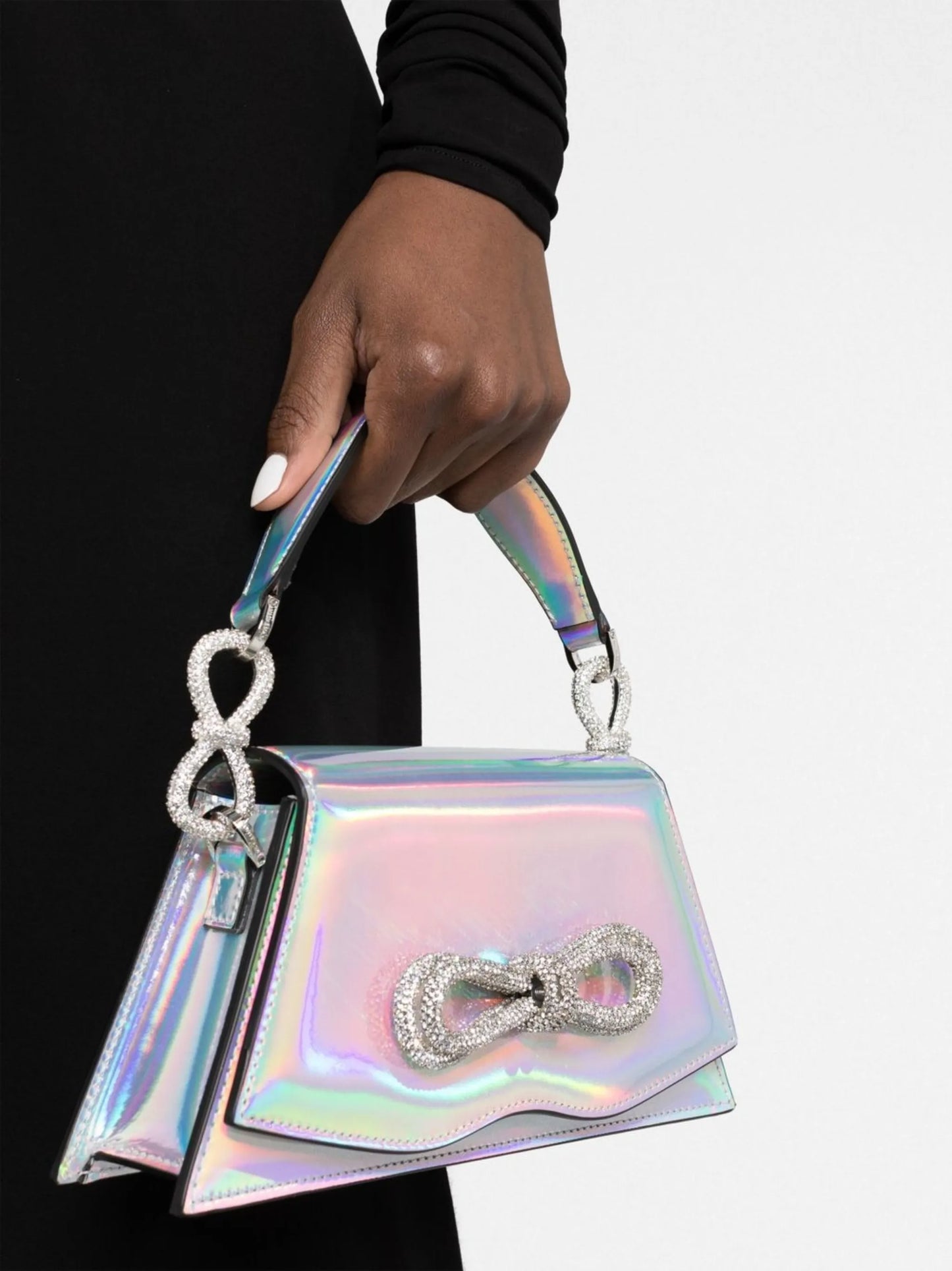 Iridescent Effect Bow Detail Mini Bag