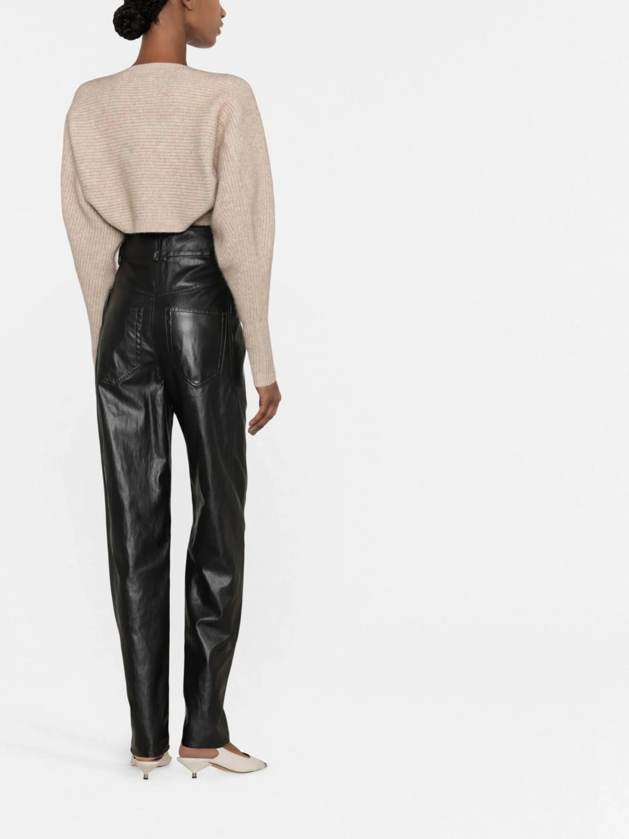 ribbed-knit draped top
