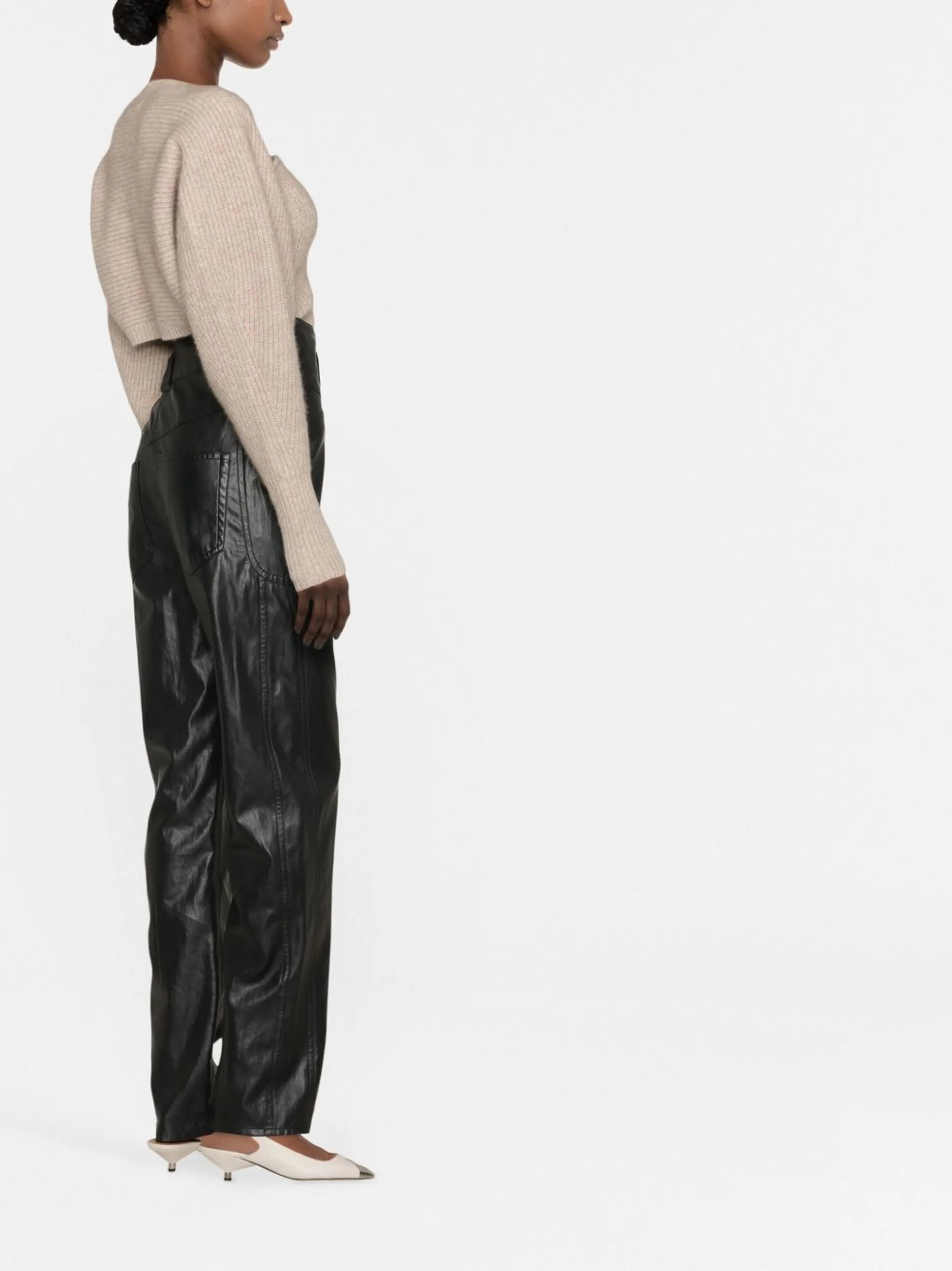 ribbed-knit draped top
