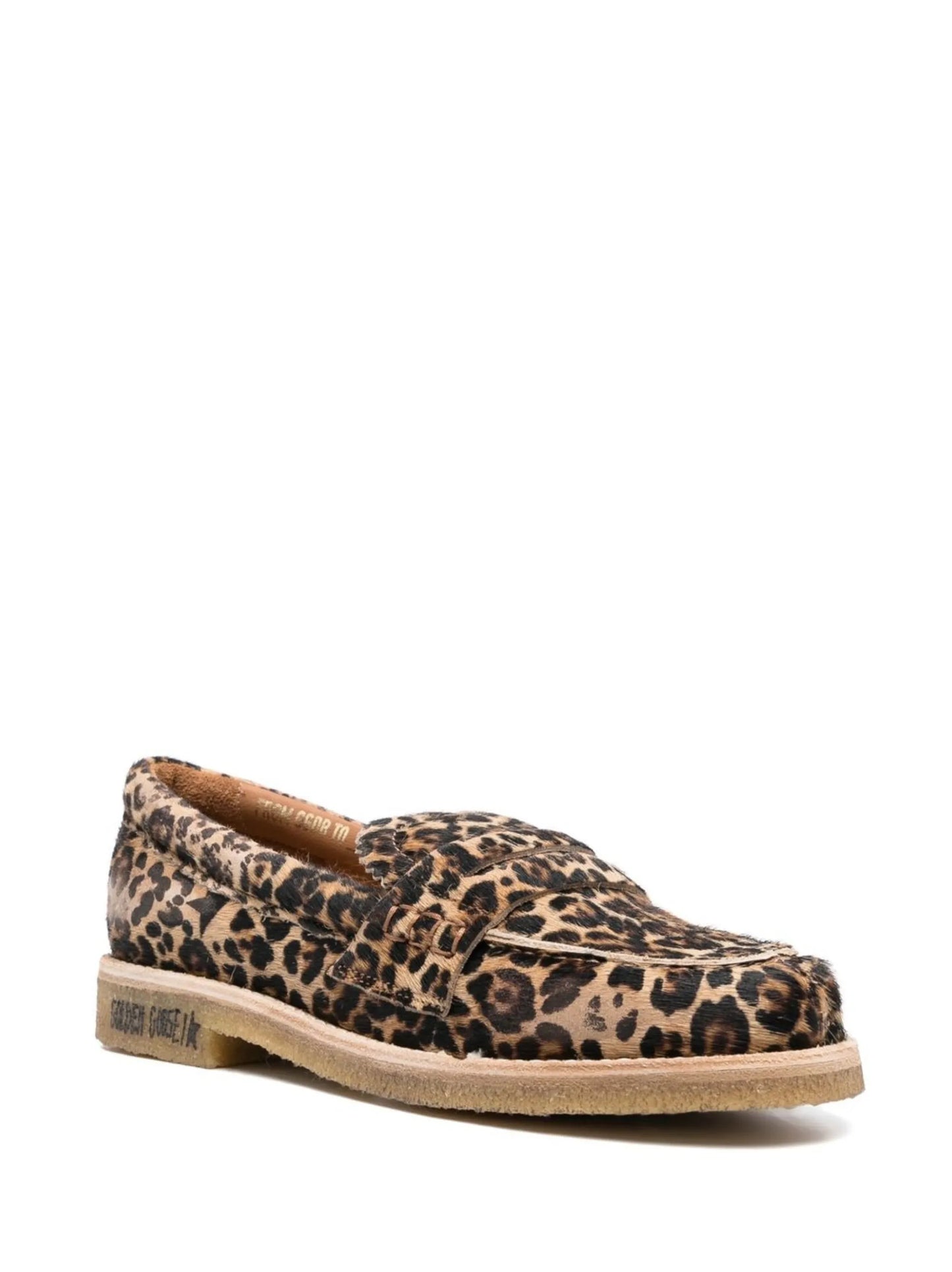 leopard-print round-toe loafers