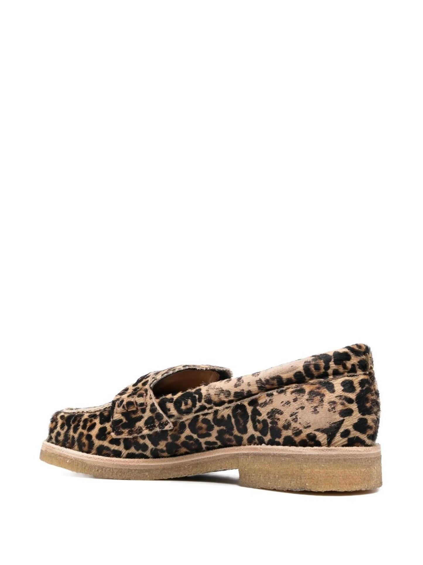 leopard-print round-toe loafers
