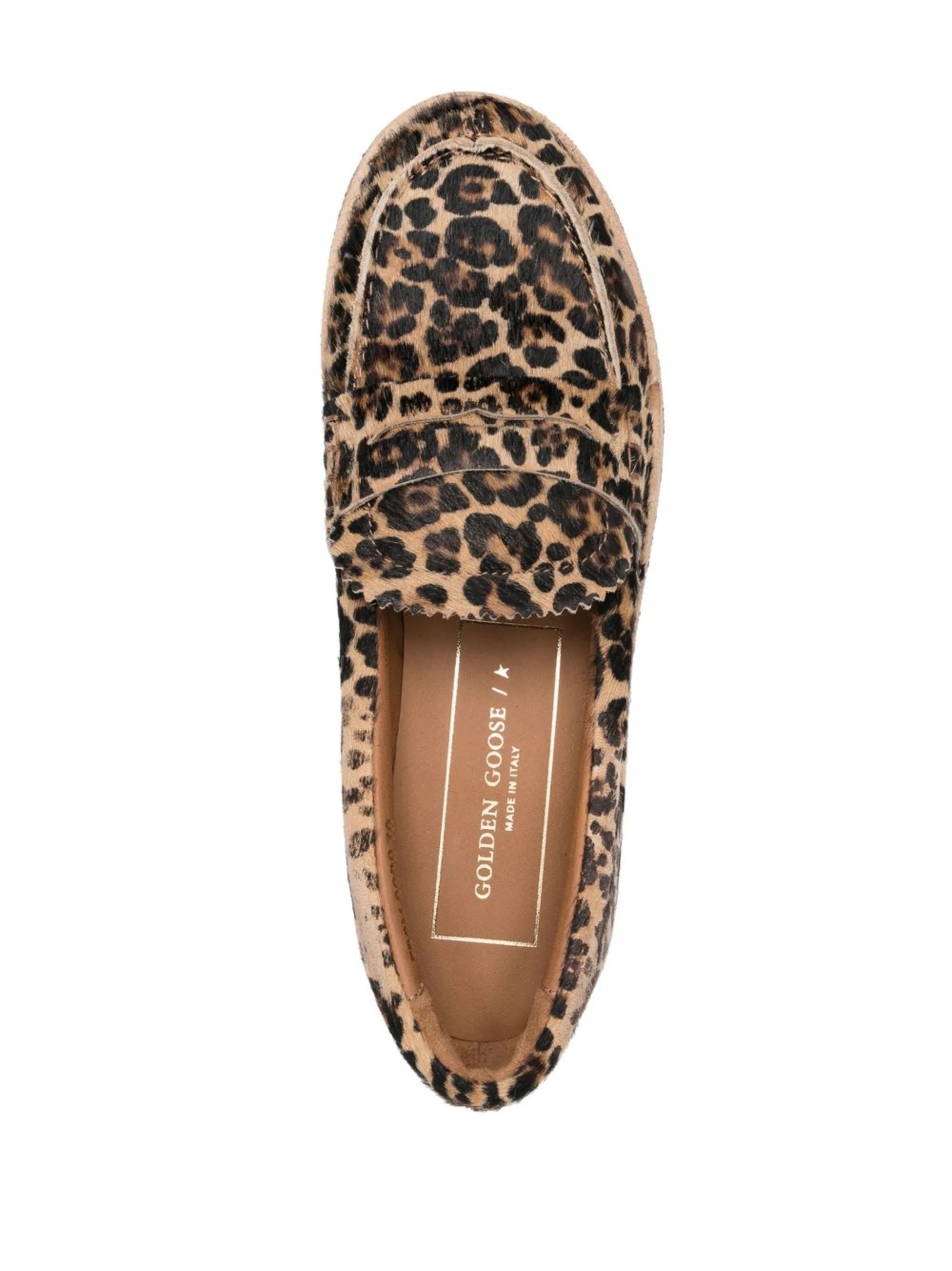 leopard-print round-toe loafers