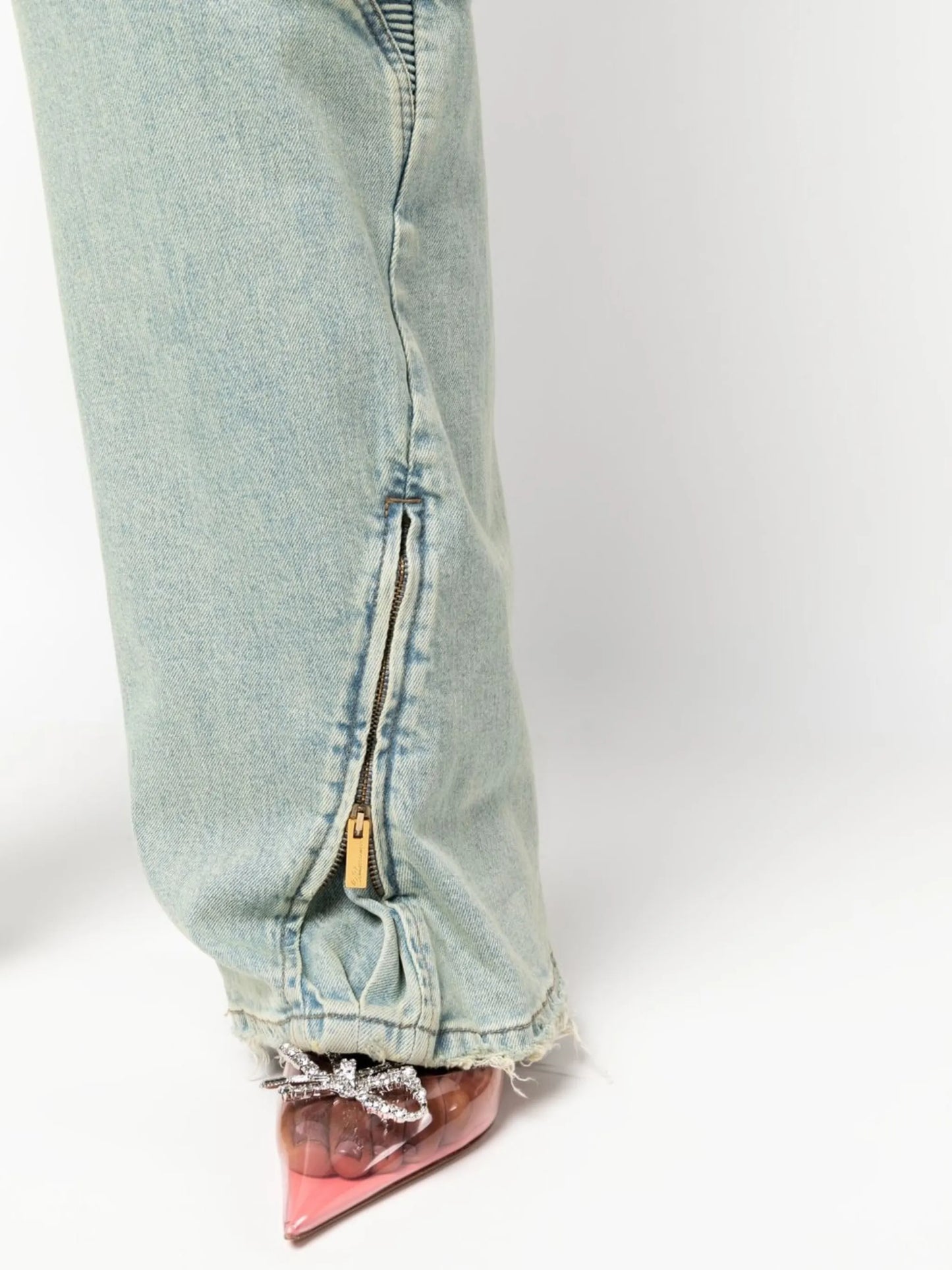 panelled high-waisted jeans