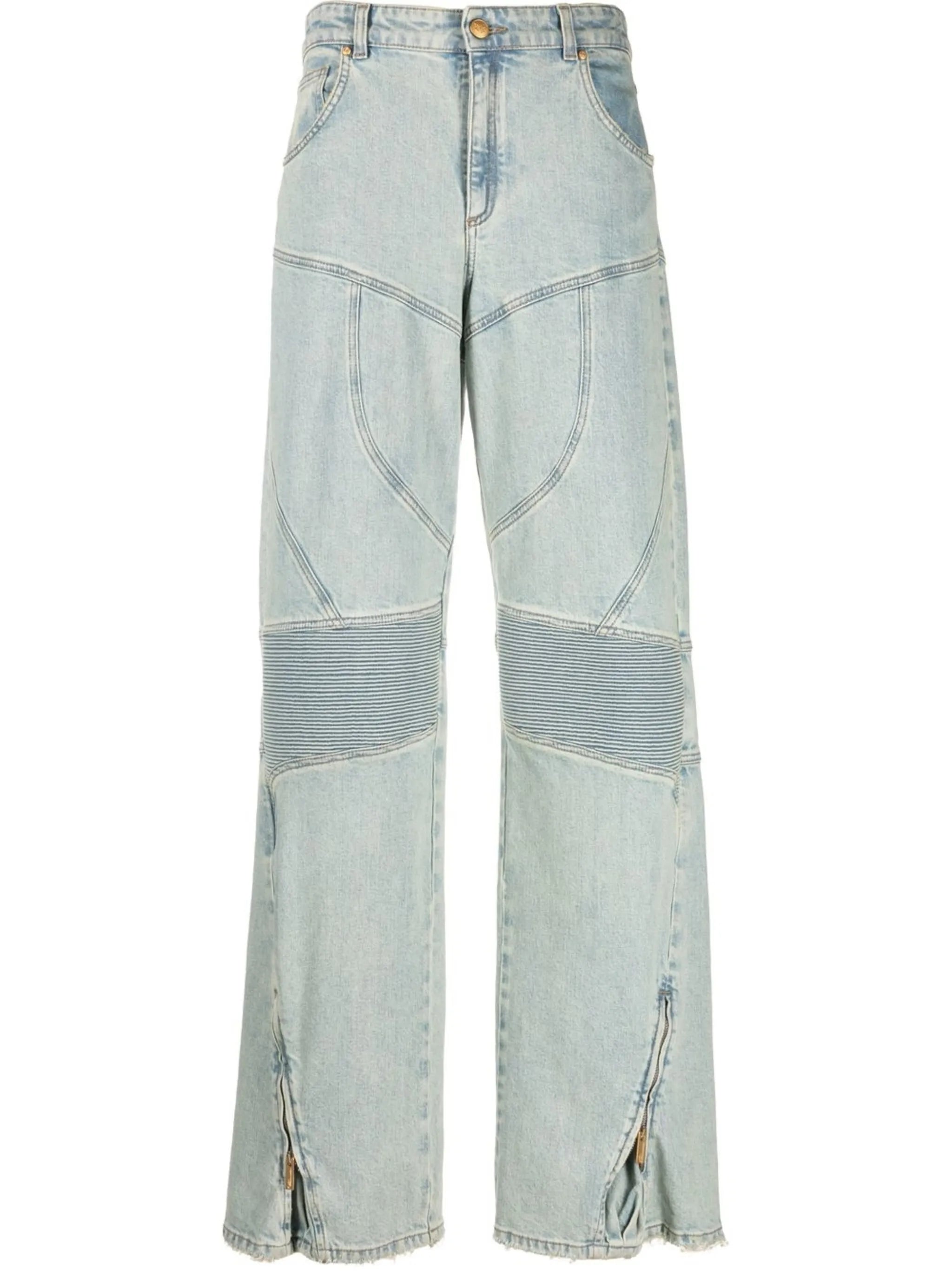 panelled high-waisted jeans