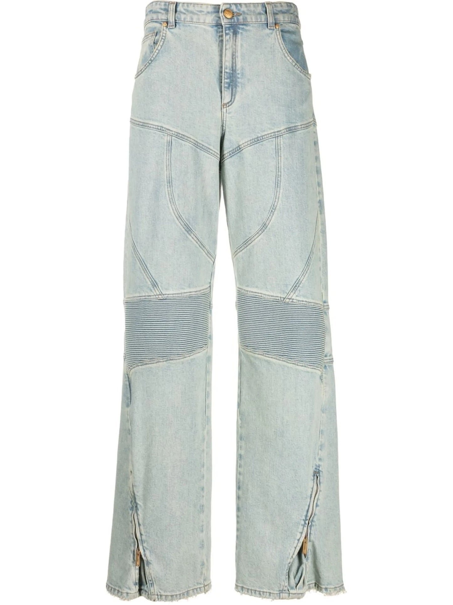 panelled high-waisted jeans