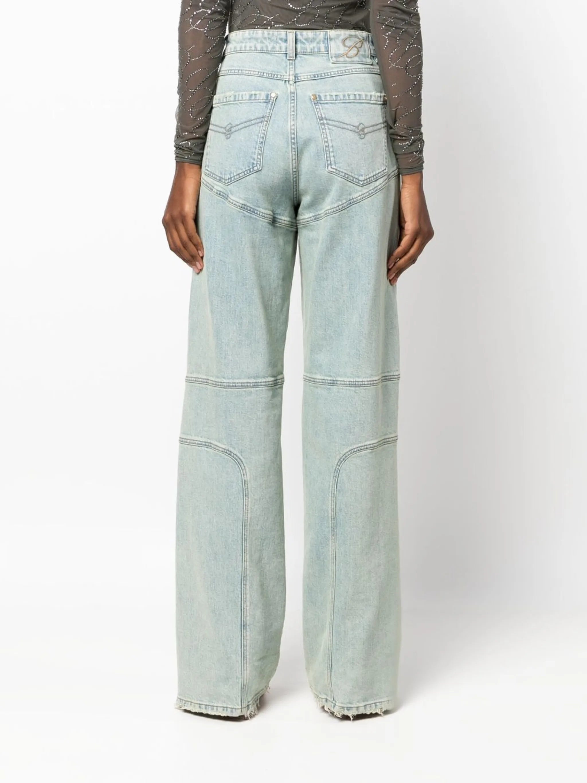 panelled high-waisted jeans