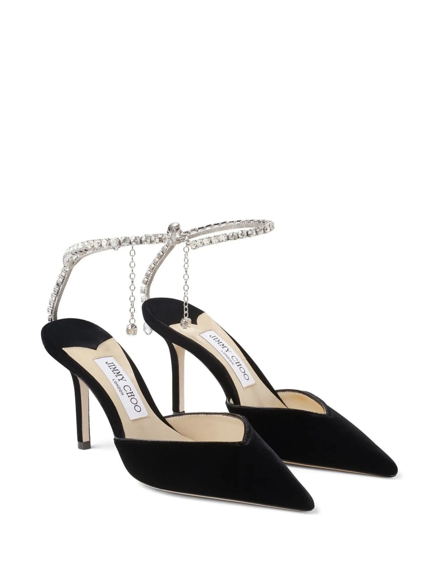 Saeda 85mm crystal-ankle pumps