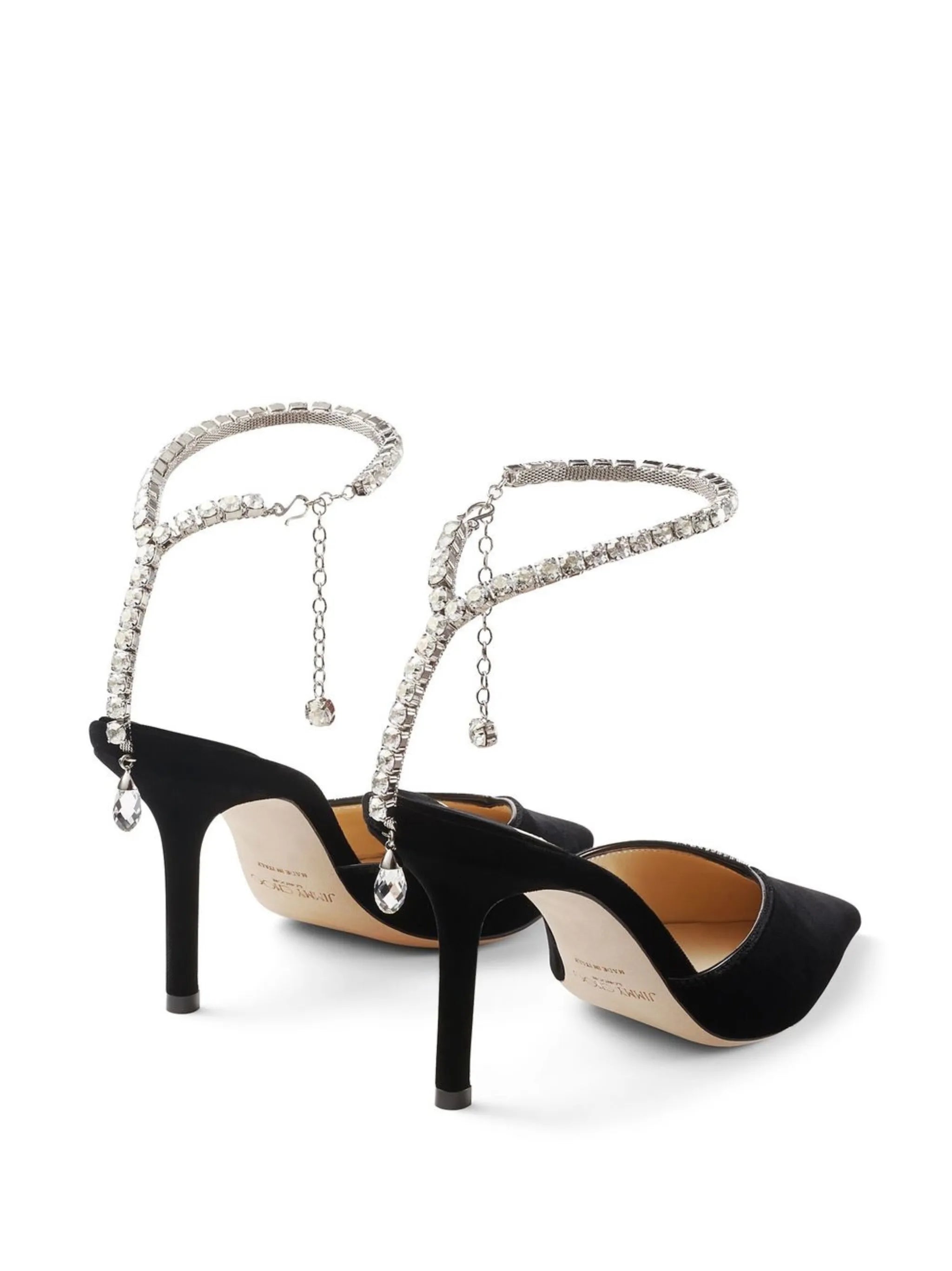 Saeda 85mm crystal-ankle pumps