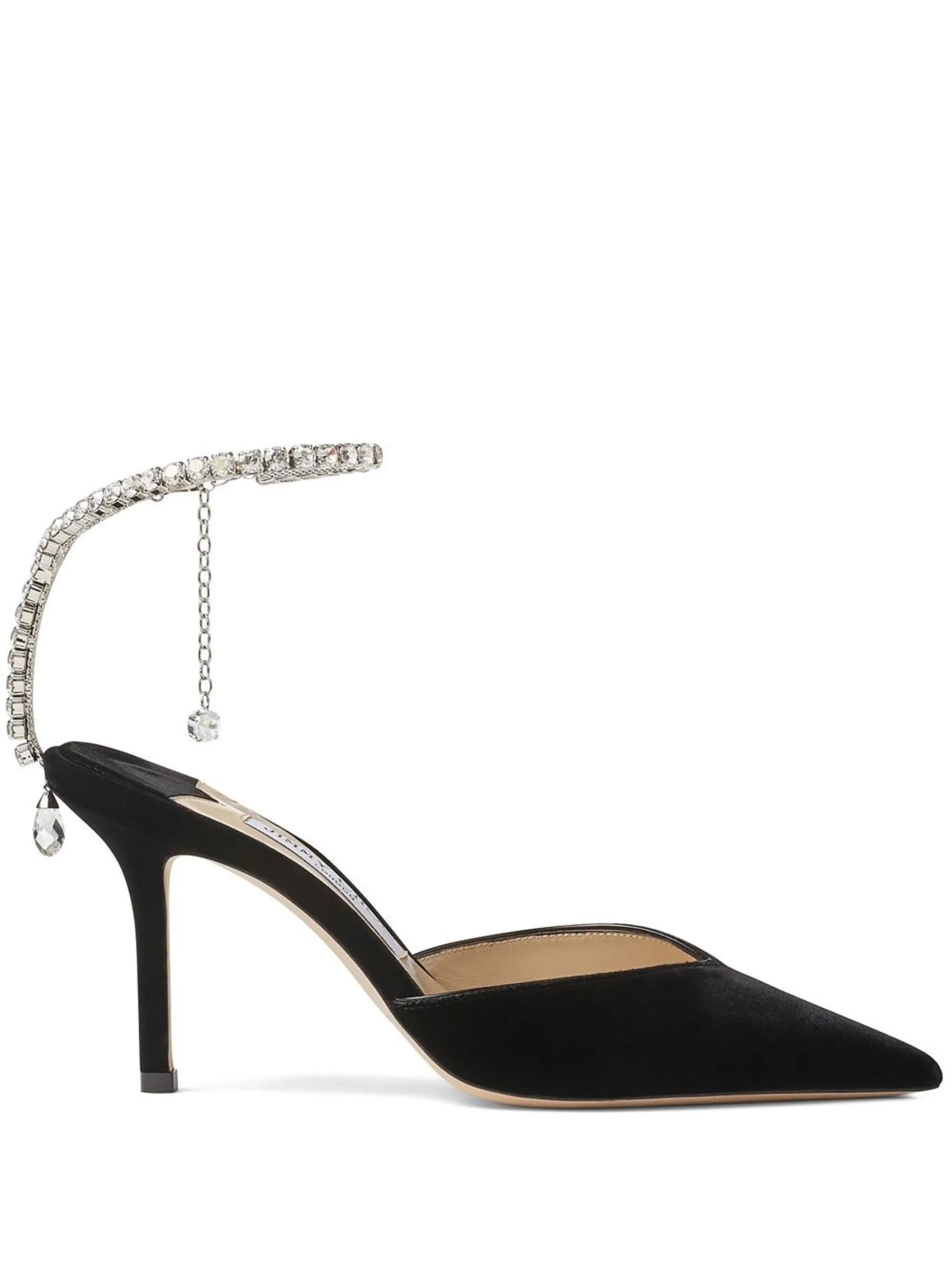 Saeda 85mm crystal-ankle pumps