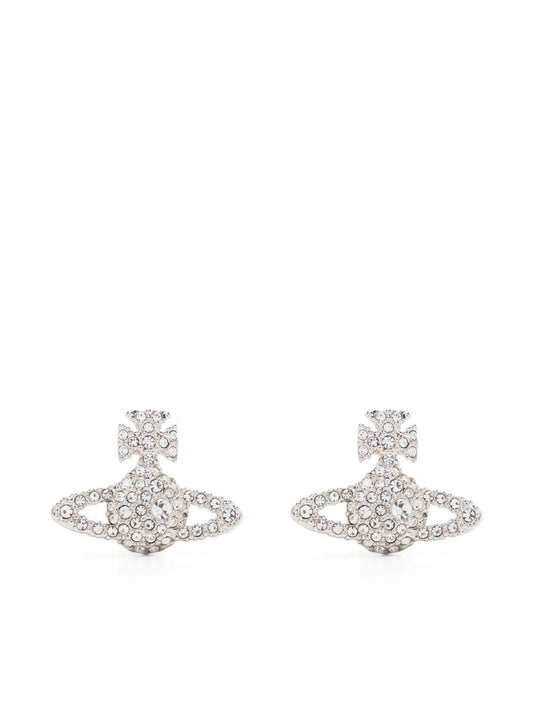 crystal-embellished logo stud earring