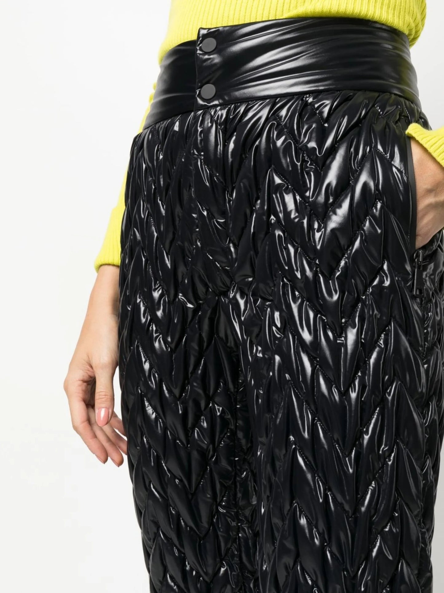 chevron-quilt straight-leg ski trousers