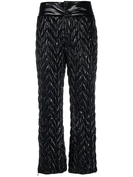 chevron-quilt straight-leg ski trousers