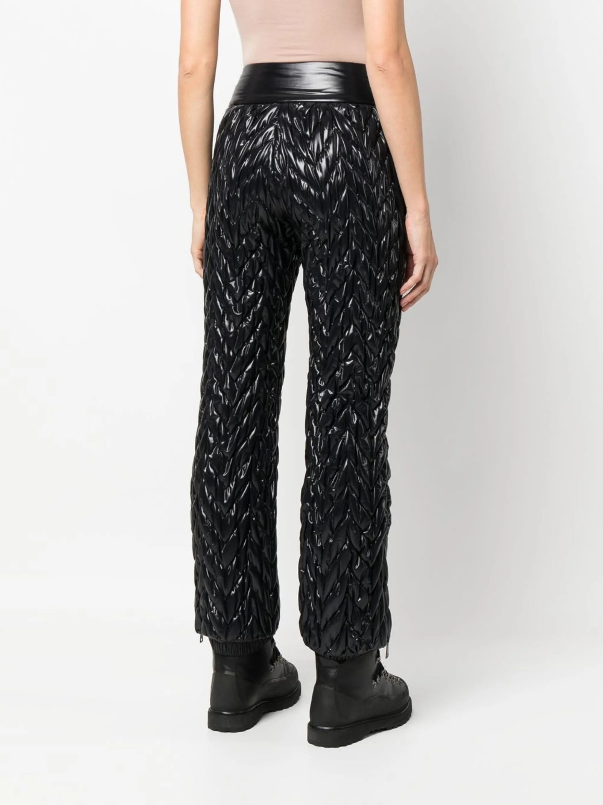 chevron-quilt straight-leg ski trousers