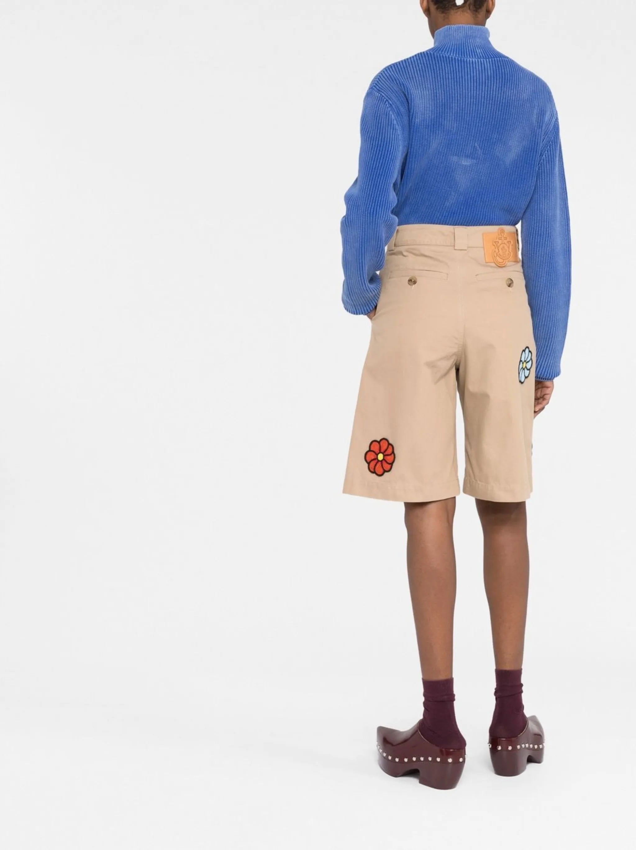 macramé flower-embroidery bermuda shorts