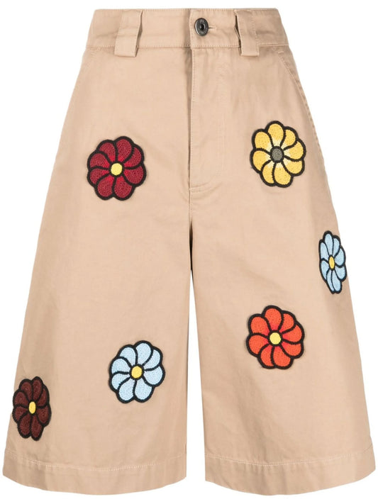 macramé flower-embroidery bermuda shorts