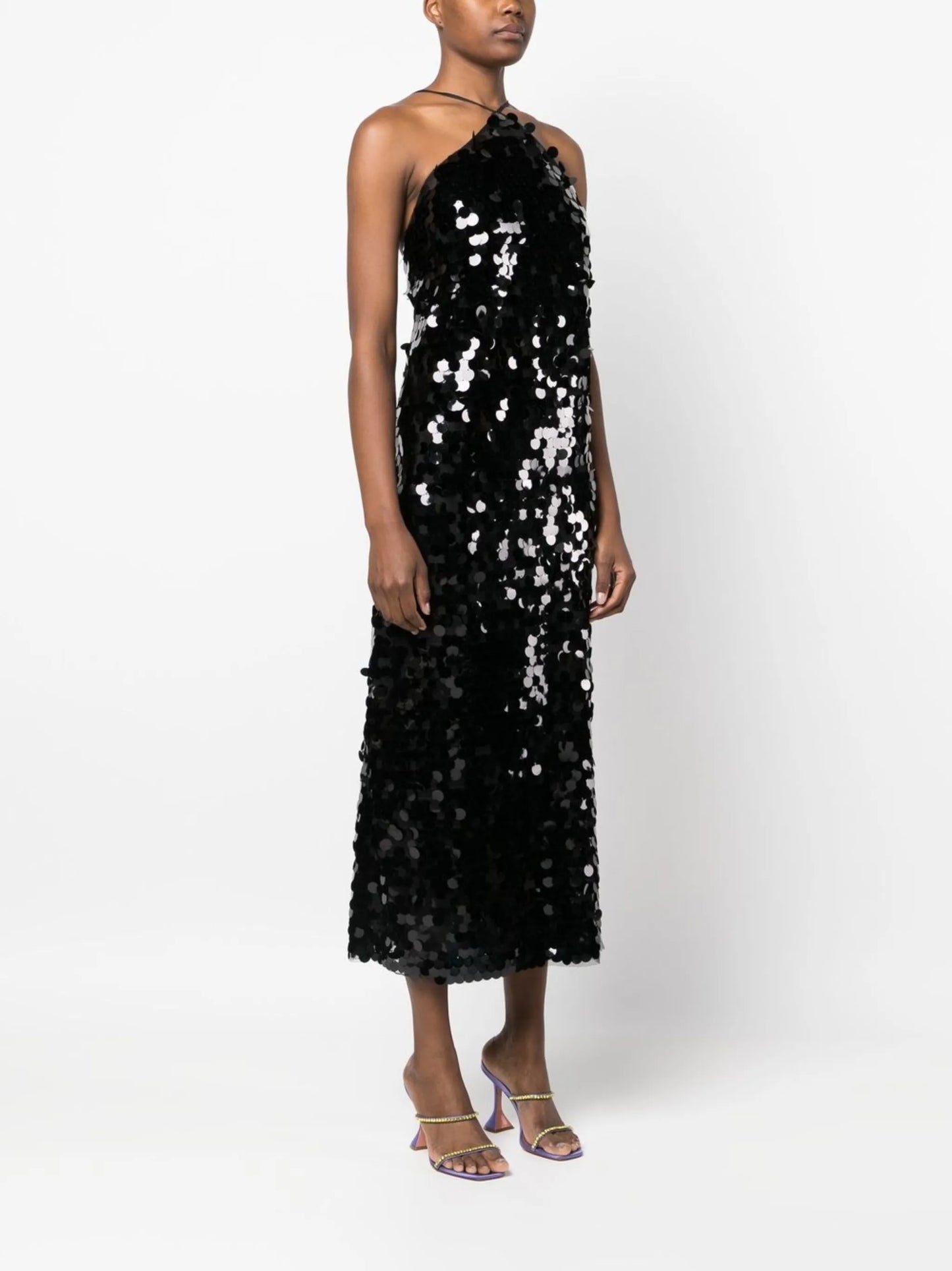 sequin halterneck midi dress