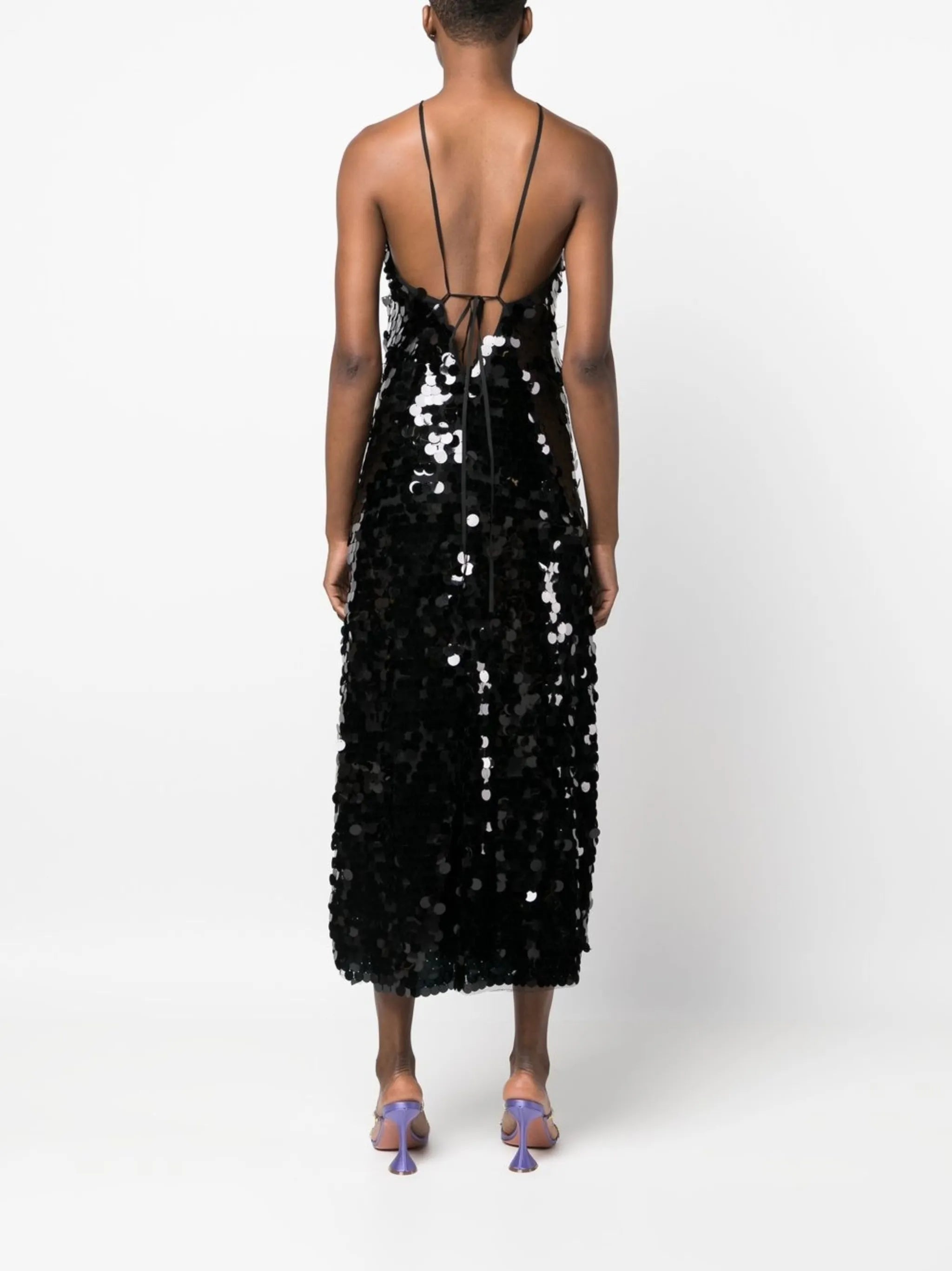 sequin halterneck midi dress