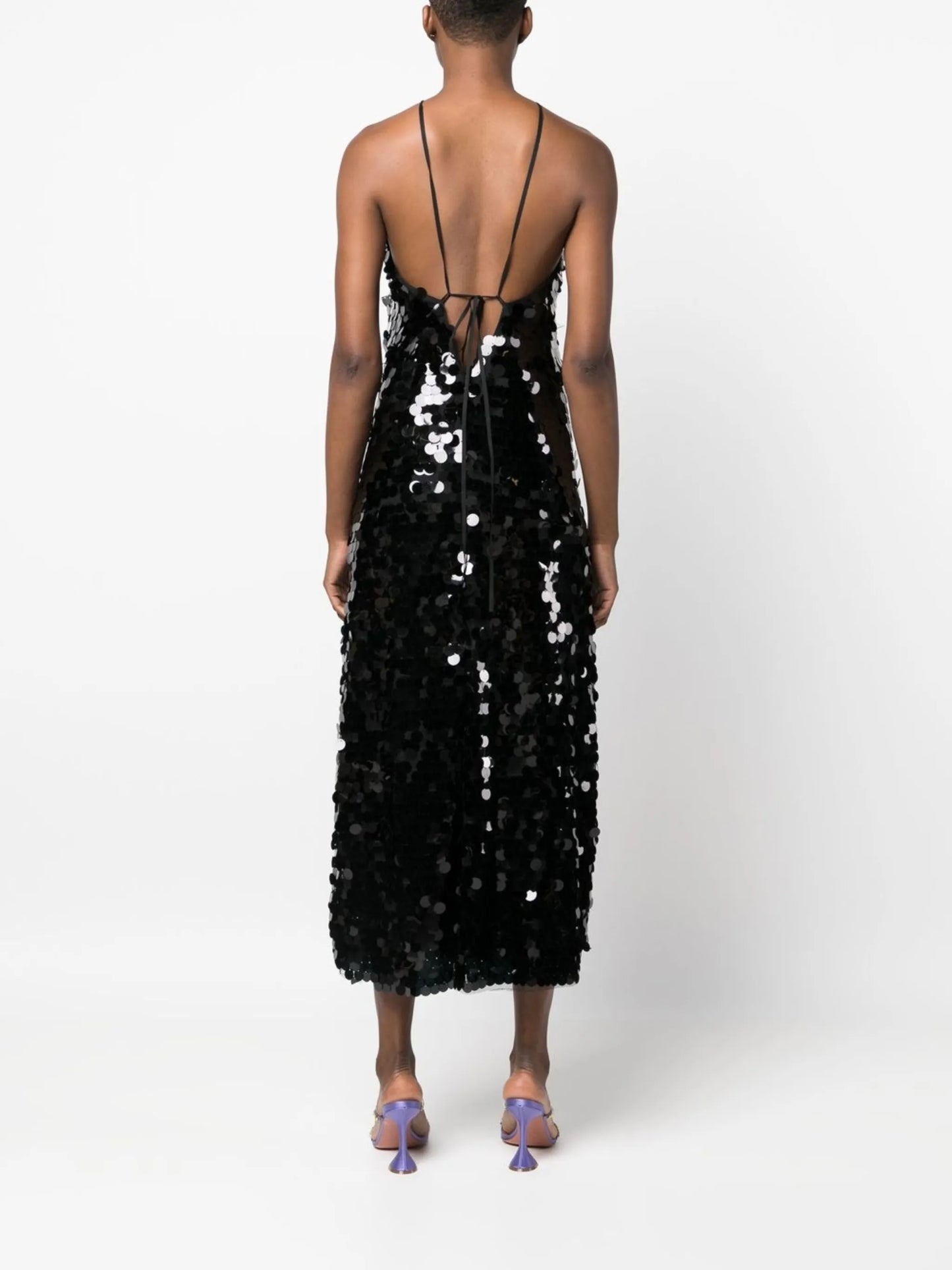 sequin halterneck midi dress