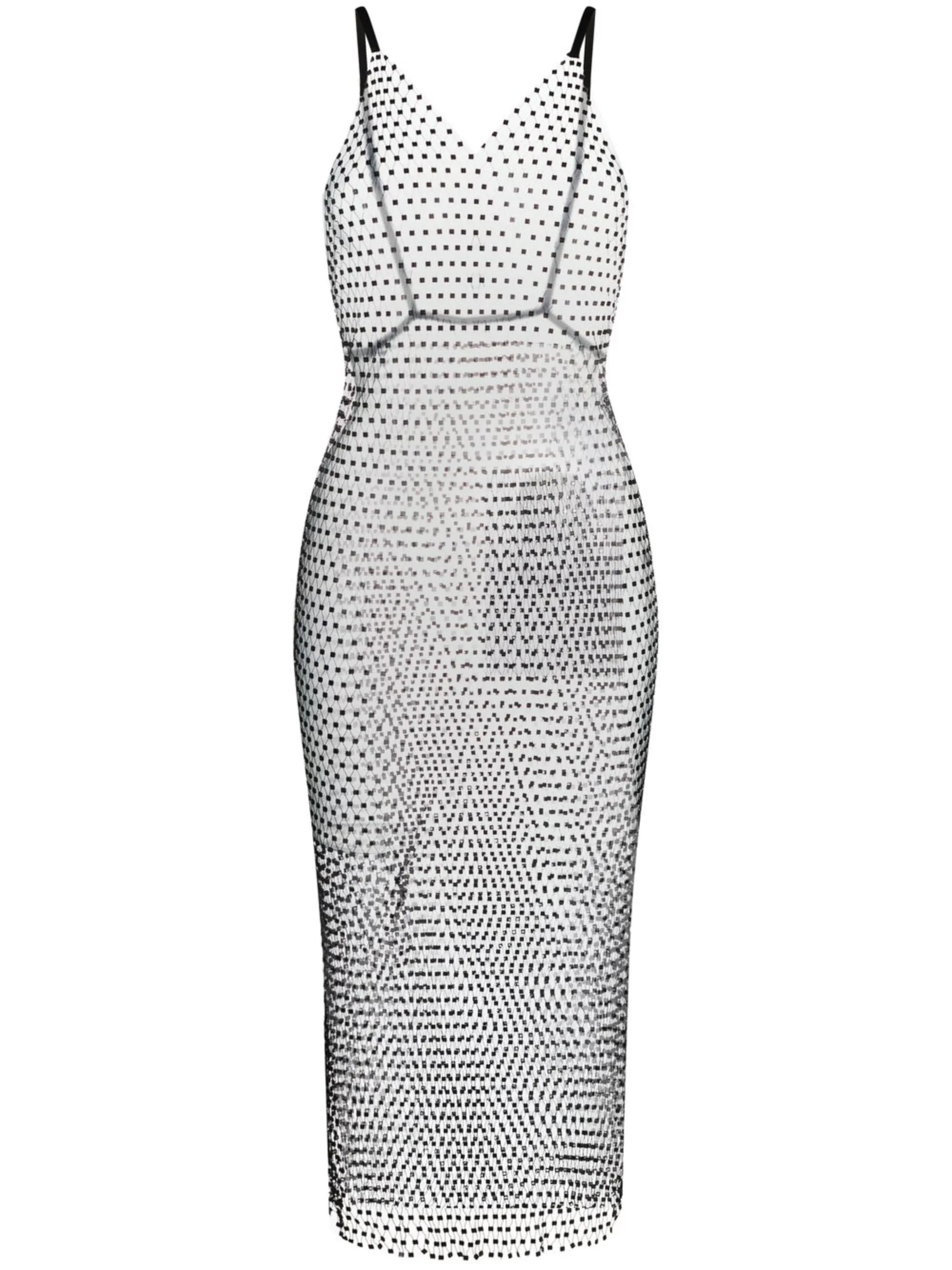 sleeveless crystal net midi-dress