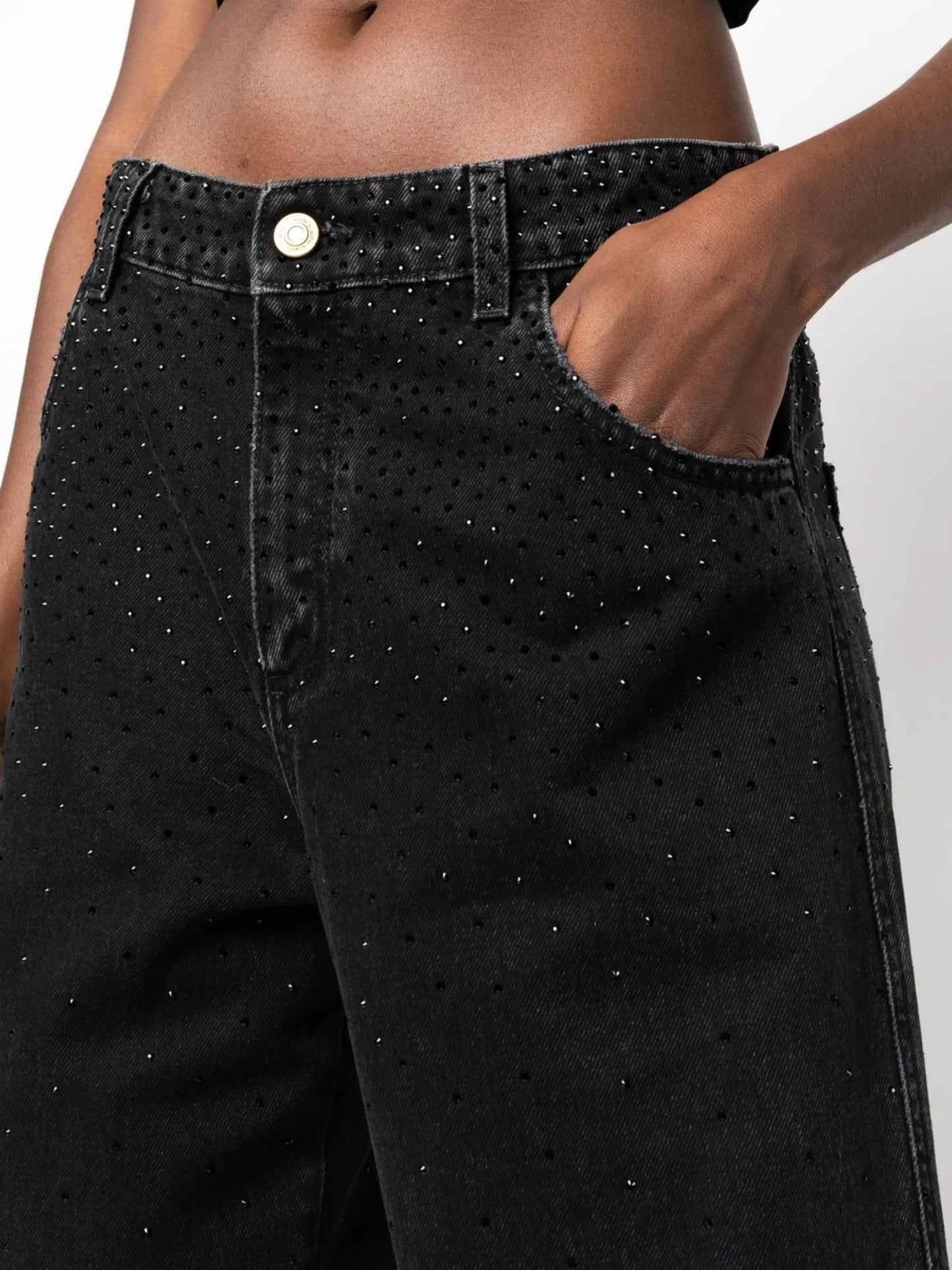 gem-embellished straight-leg jeans