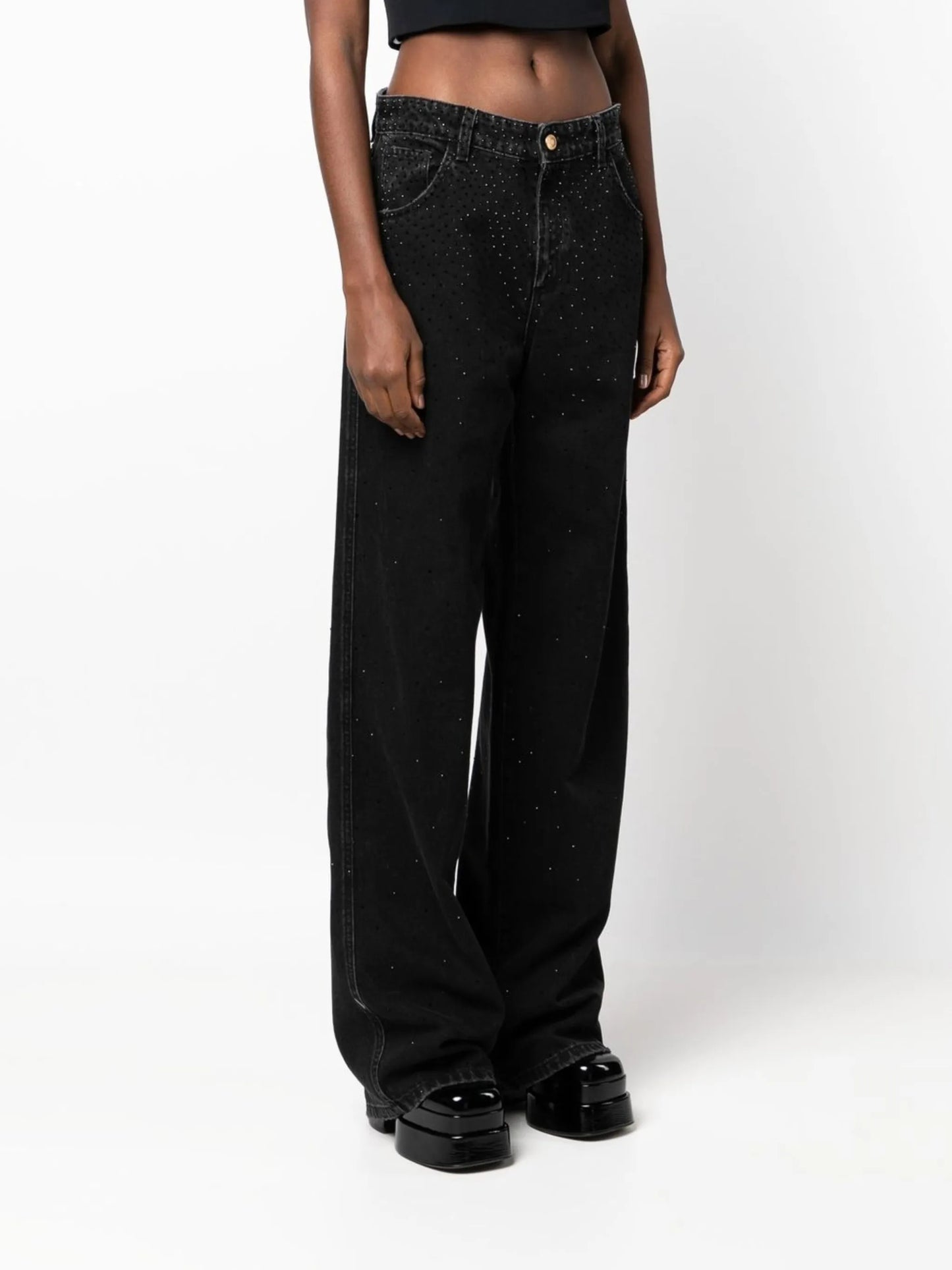 gem-embellished straight-leg jeans