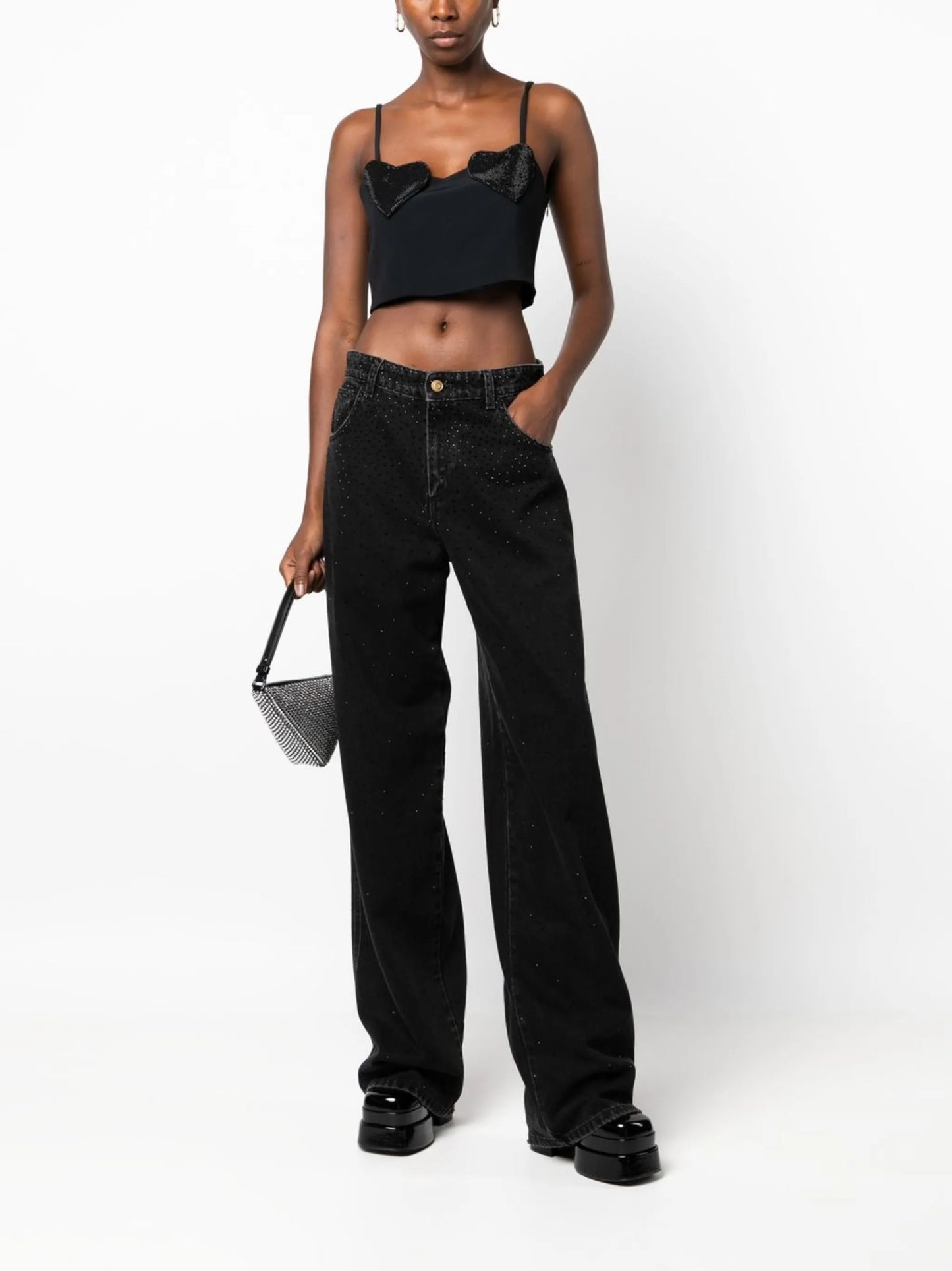 gem-embellished straight-leg jeans