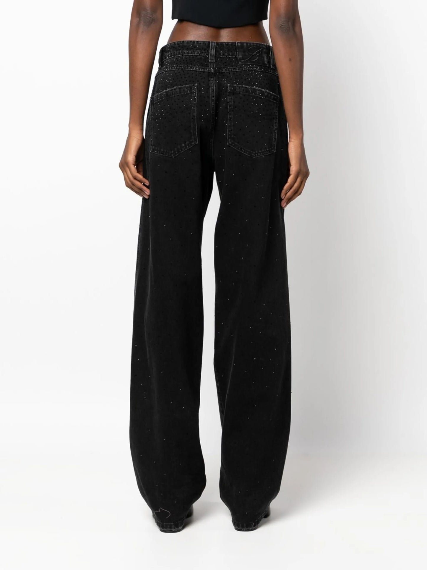 gem-embellished straight-leg jeans