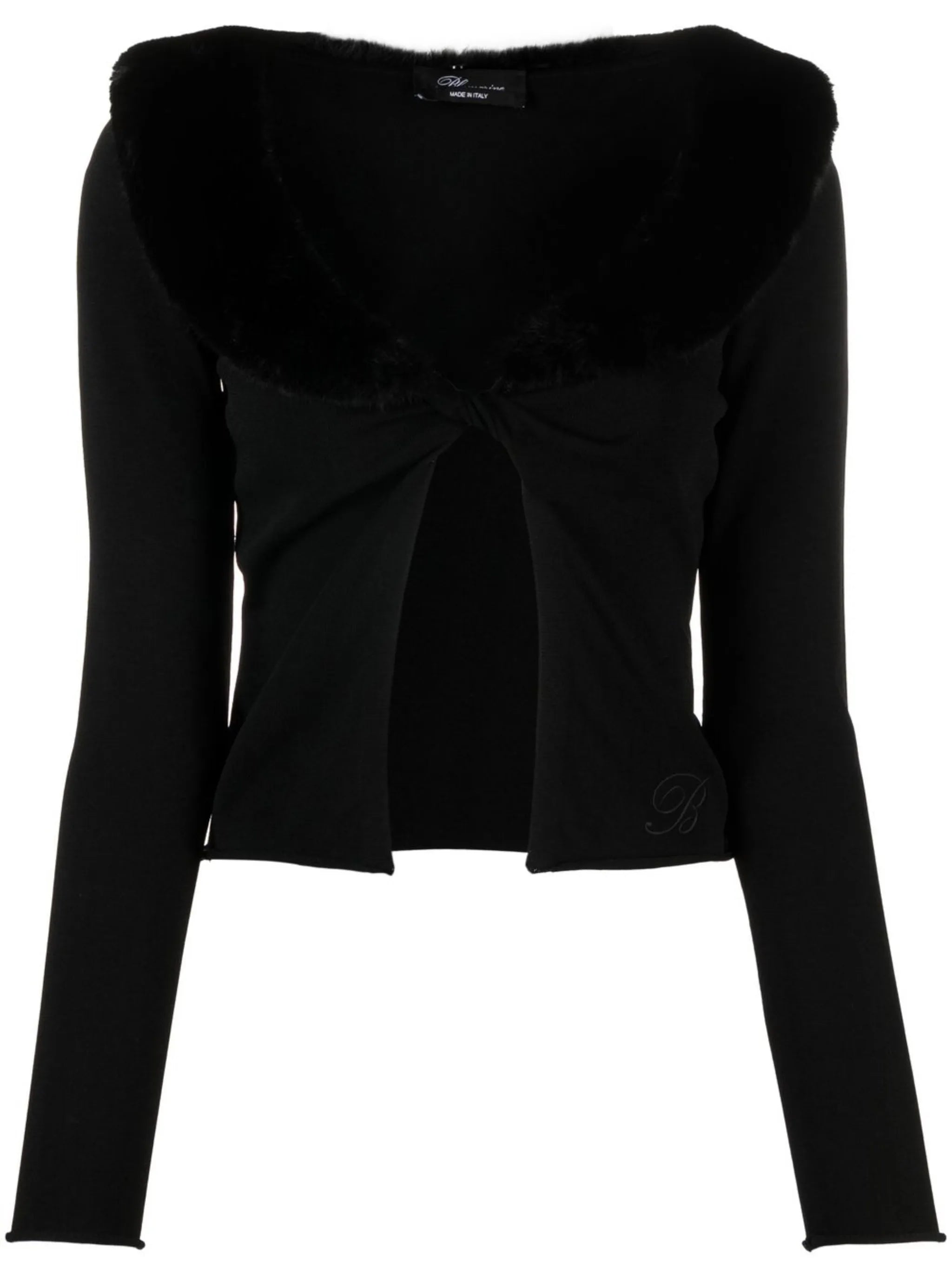 faux-fur collar cardigan