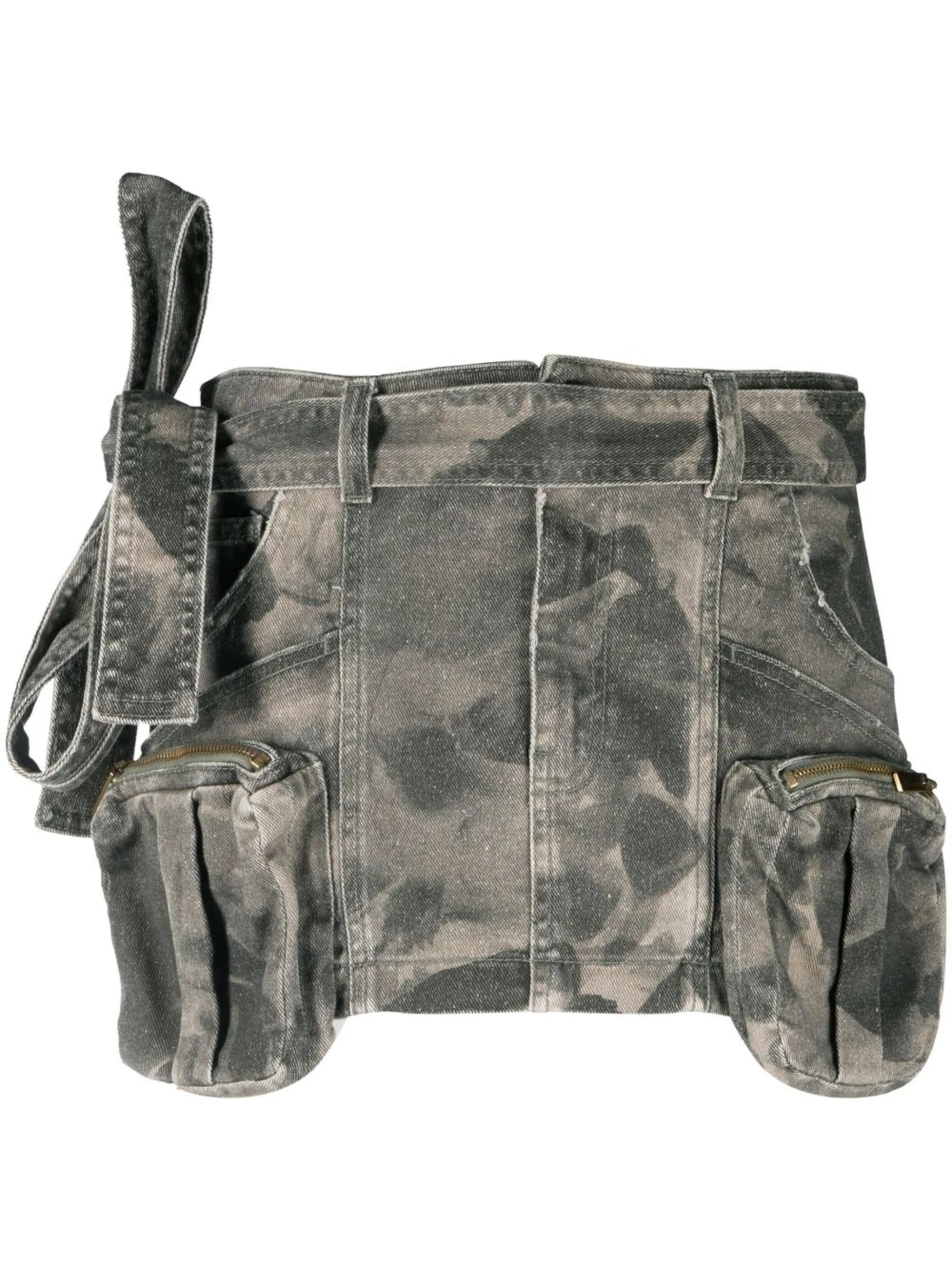 denim camouflage mini skirt