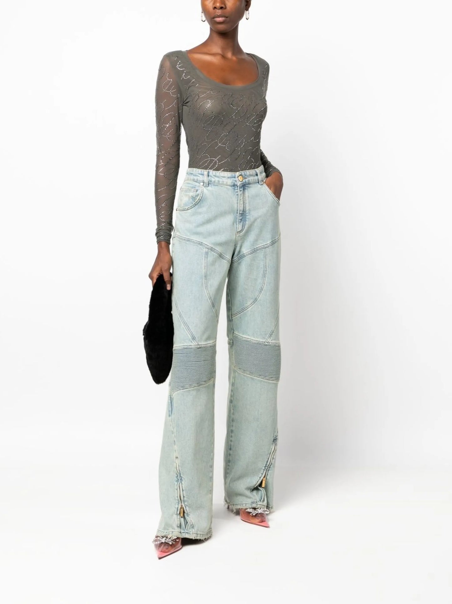 scoop-neck jersey top