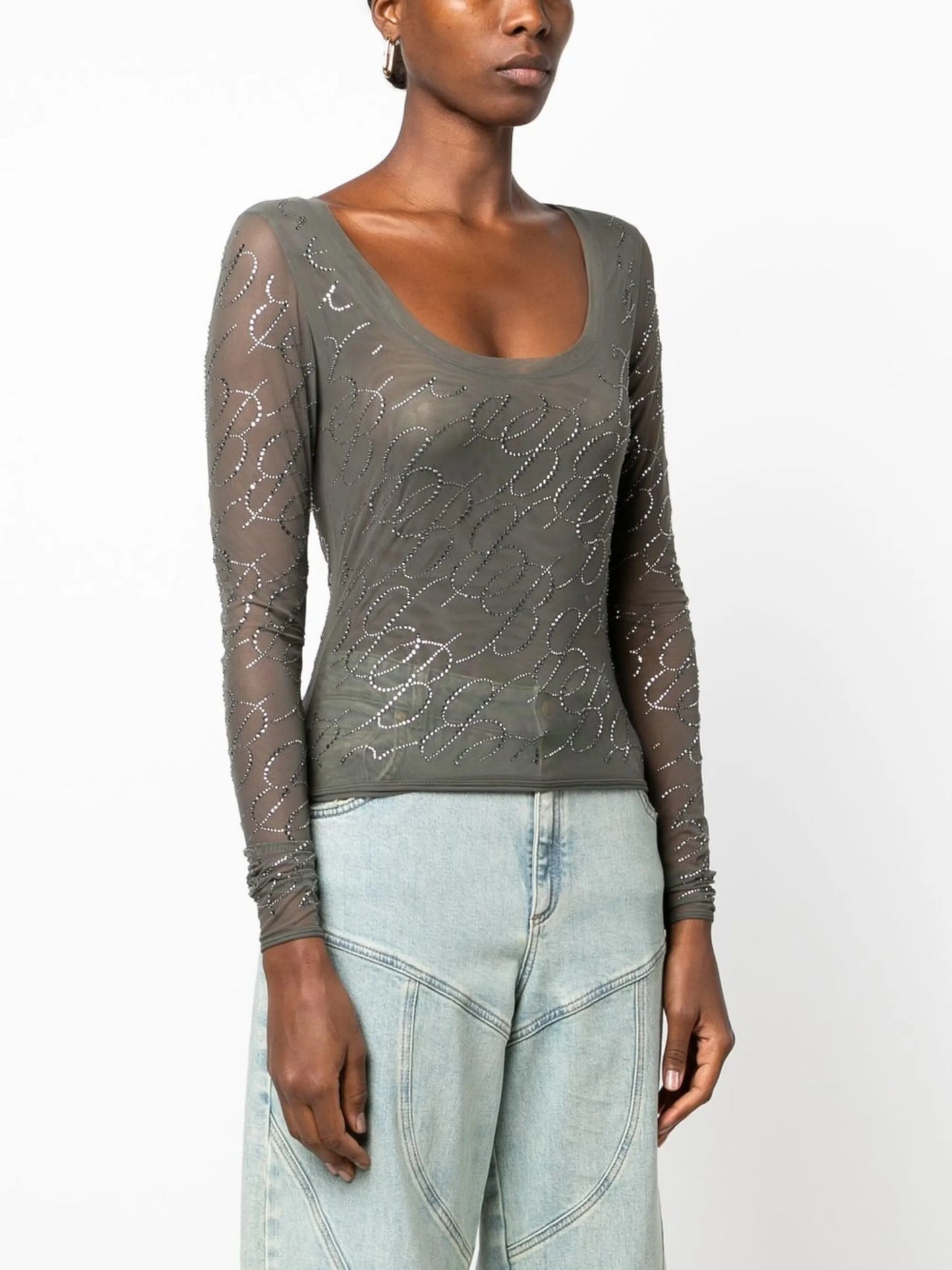 scoop-neck jersey top