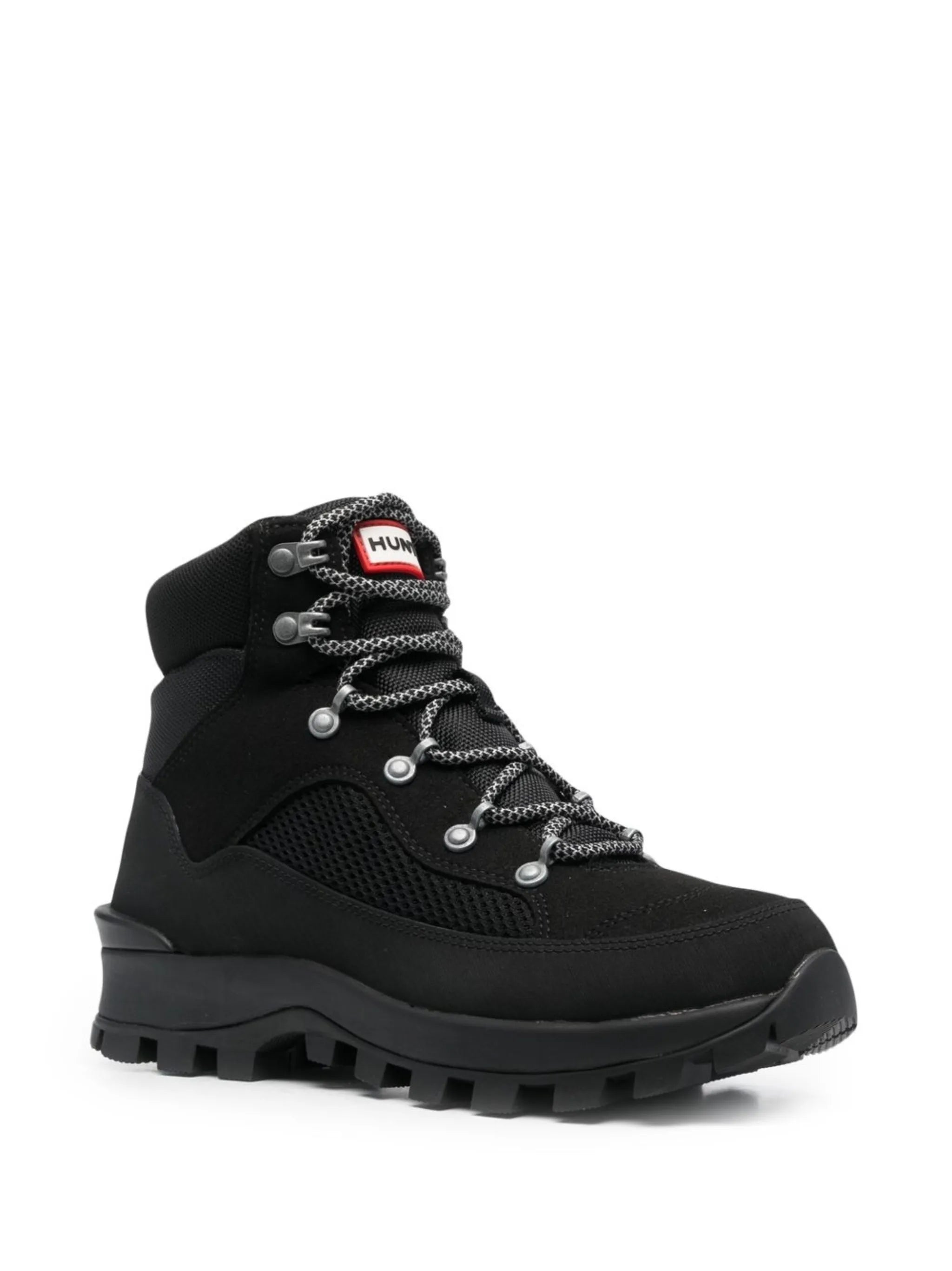 Black Explorer Commando Lace-Front Boots