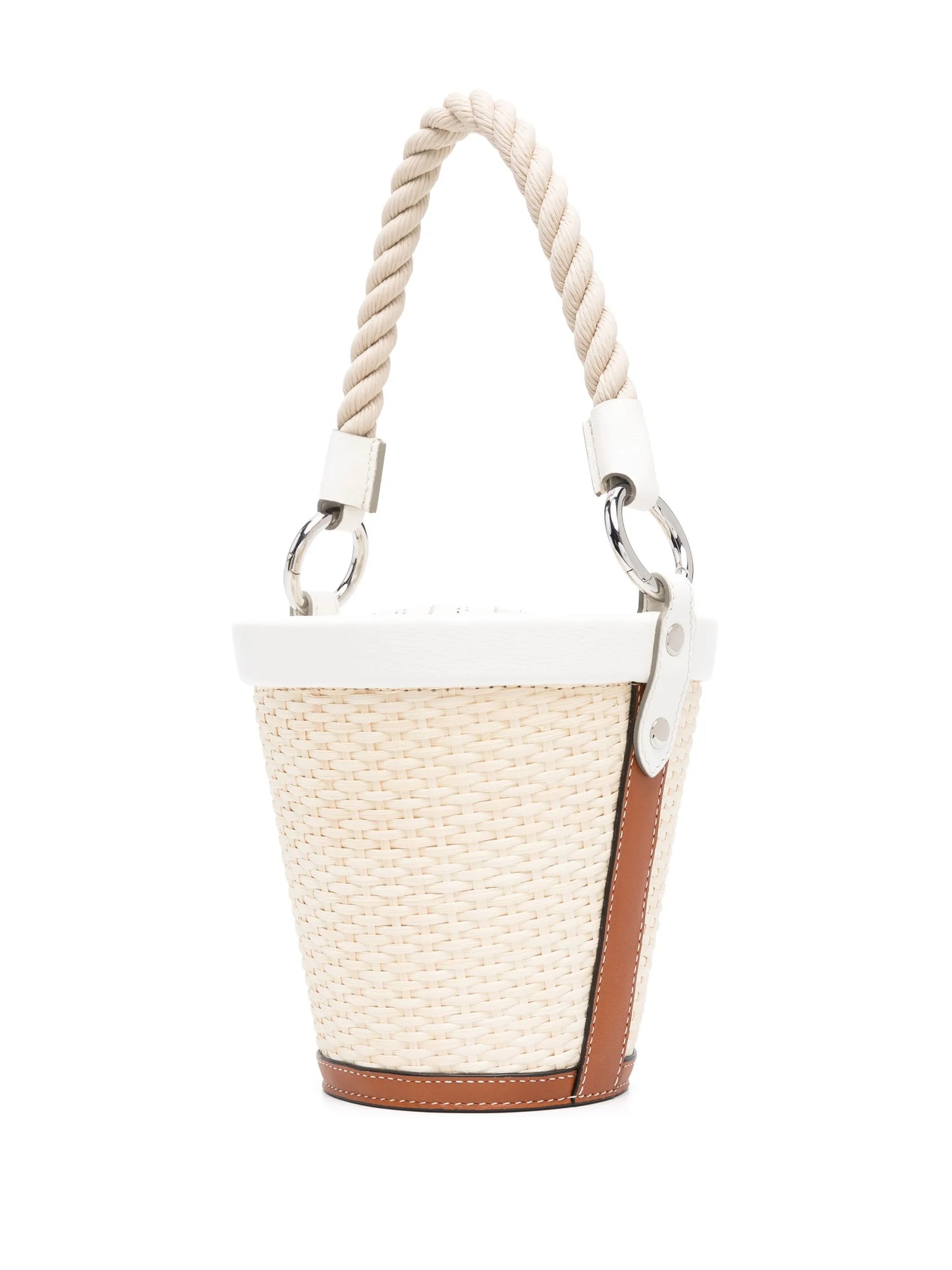 rope-handle woven bucket bag