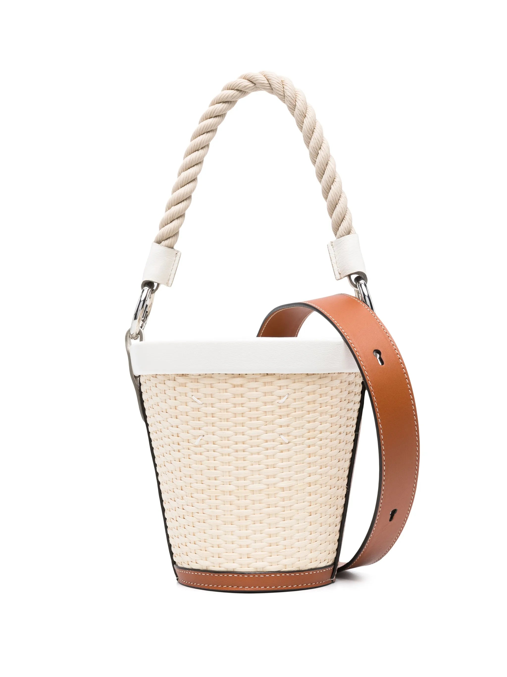rope-handle woven bucket bag