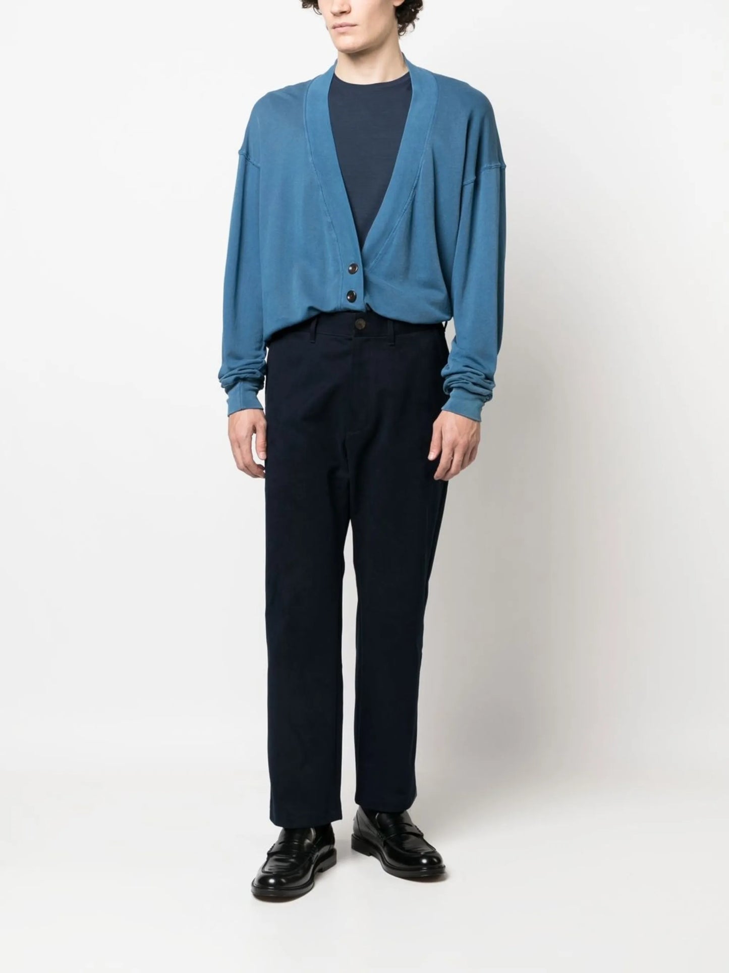 high-waisted cotton trousers
