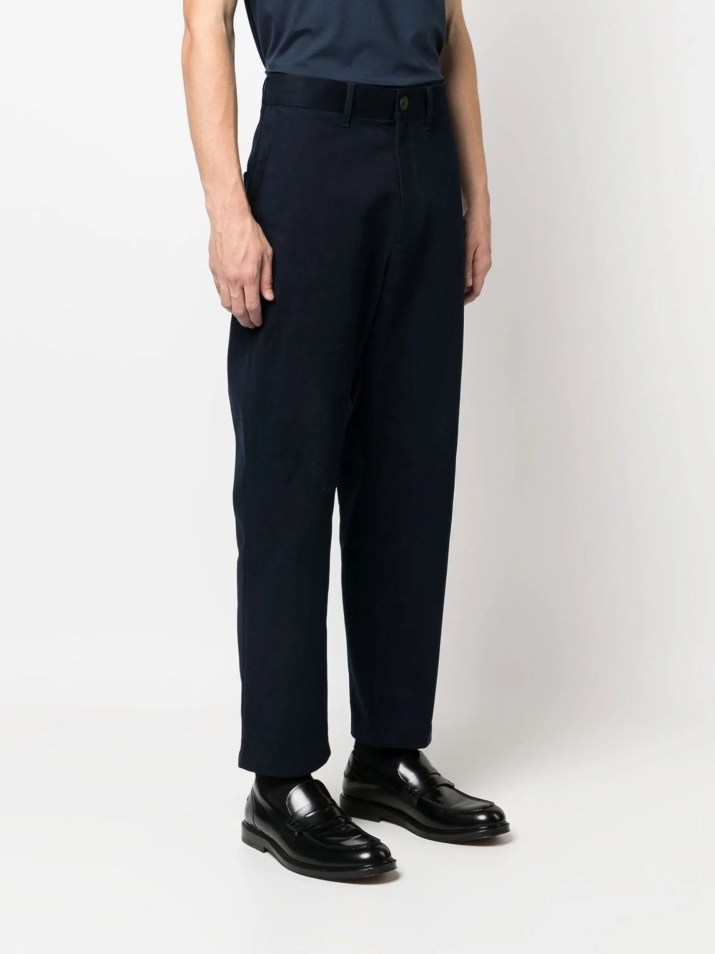 high-waisted cotton trousers