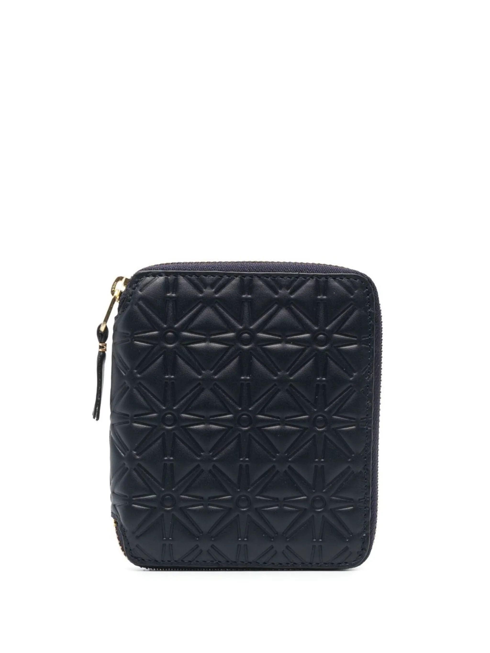 geometric-embossed zip-around wallet