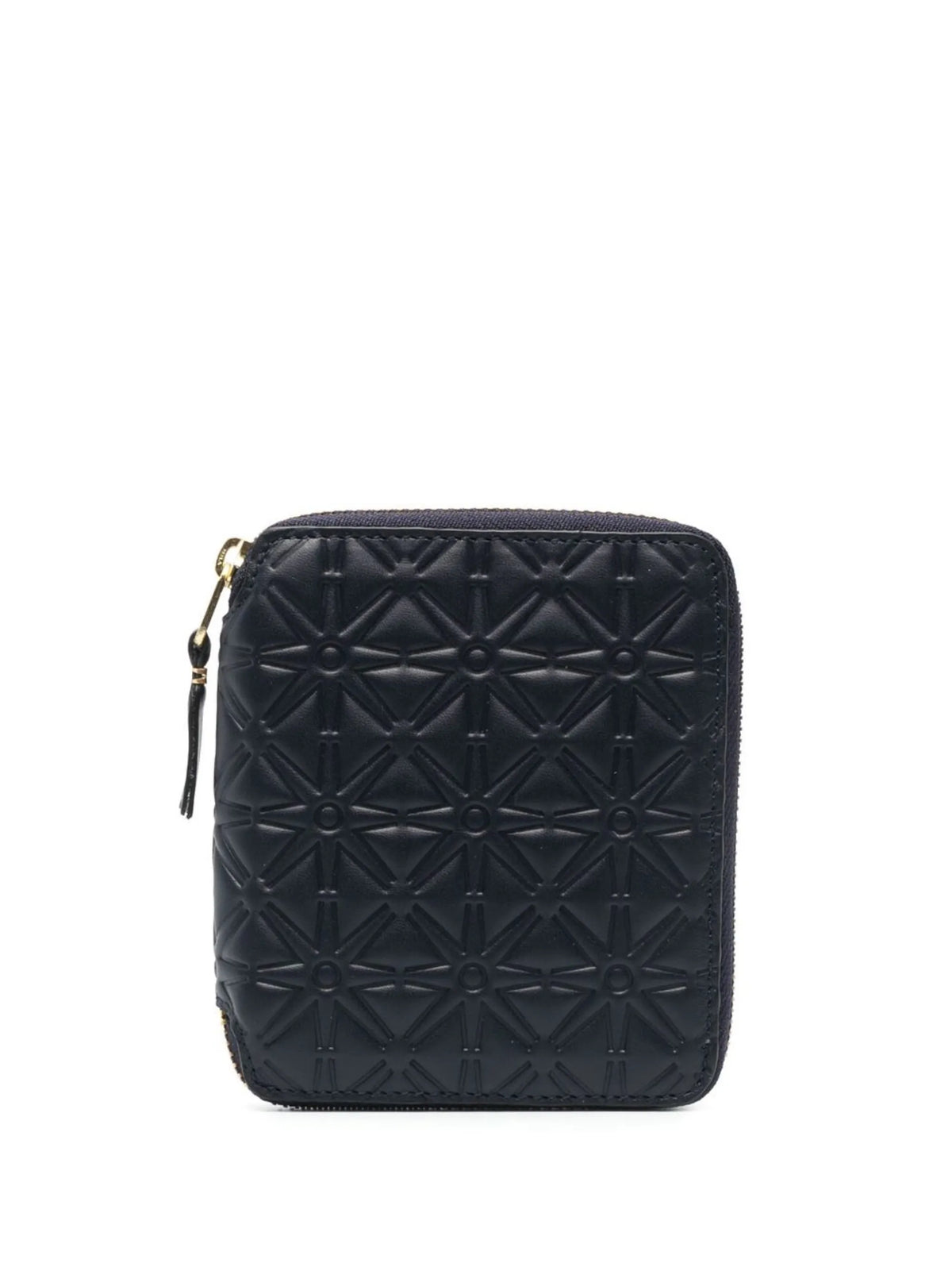 geometric-embossed zip-around wallet