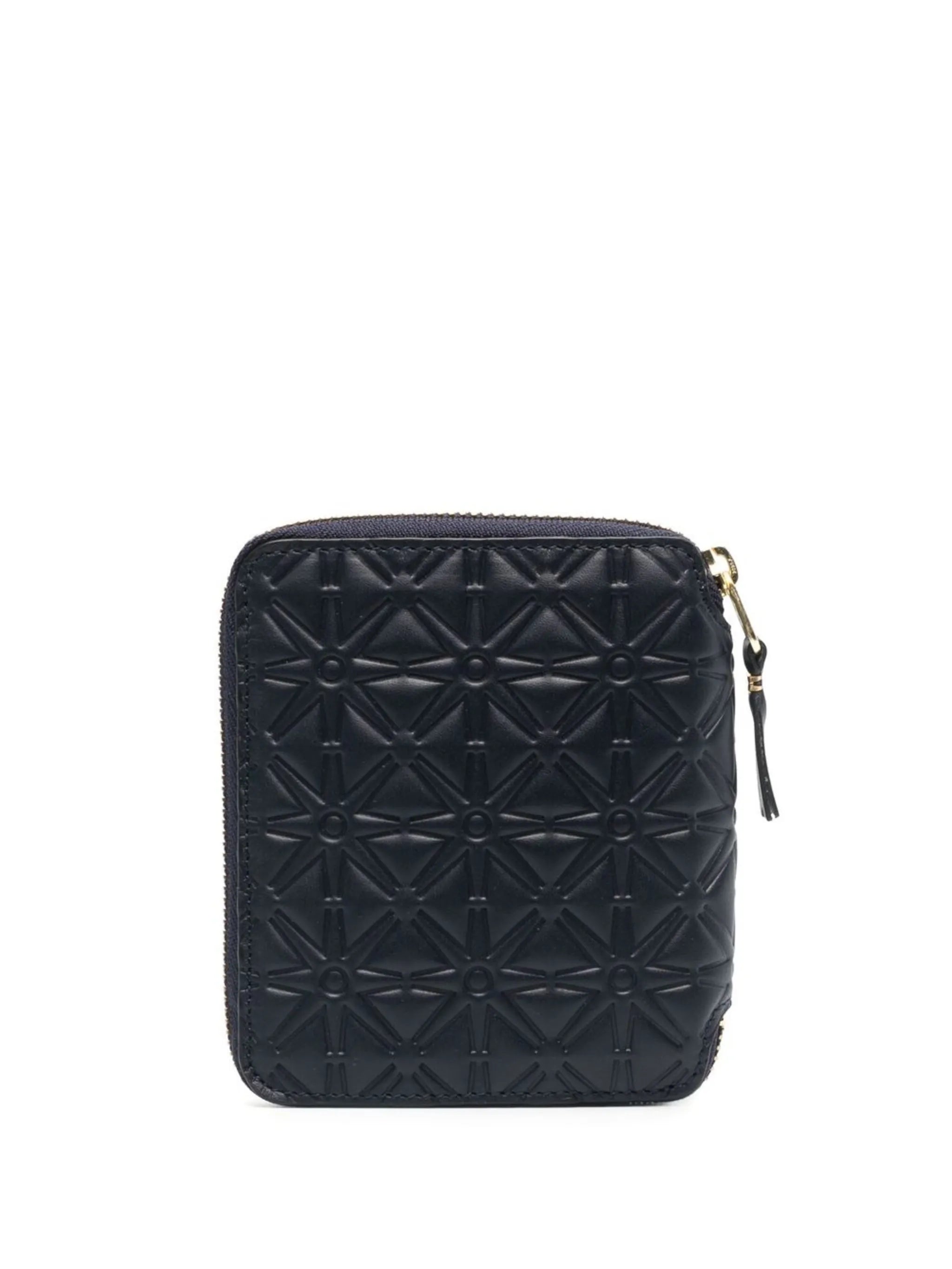 geometric-embossed zip-around wallet
