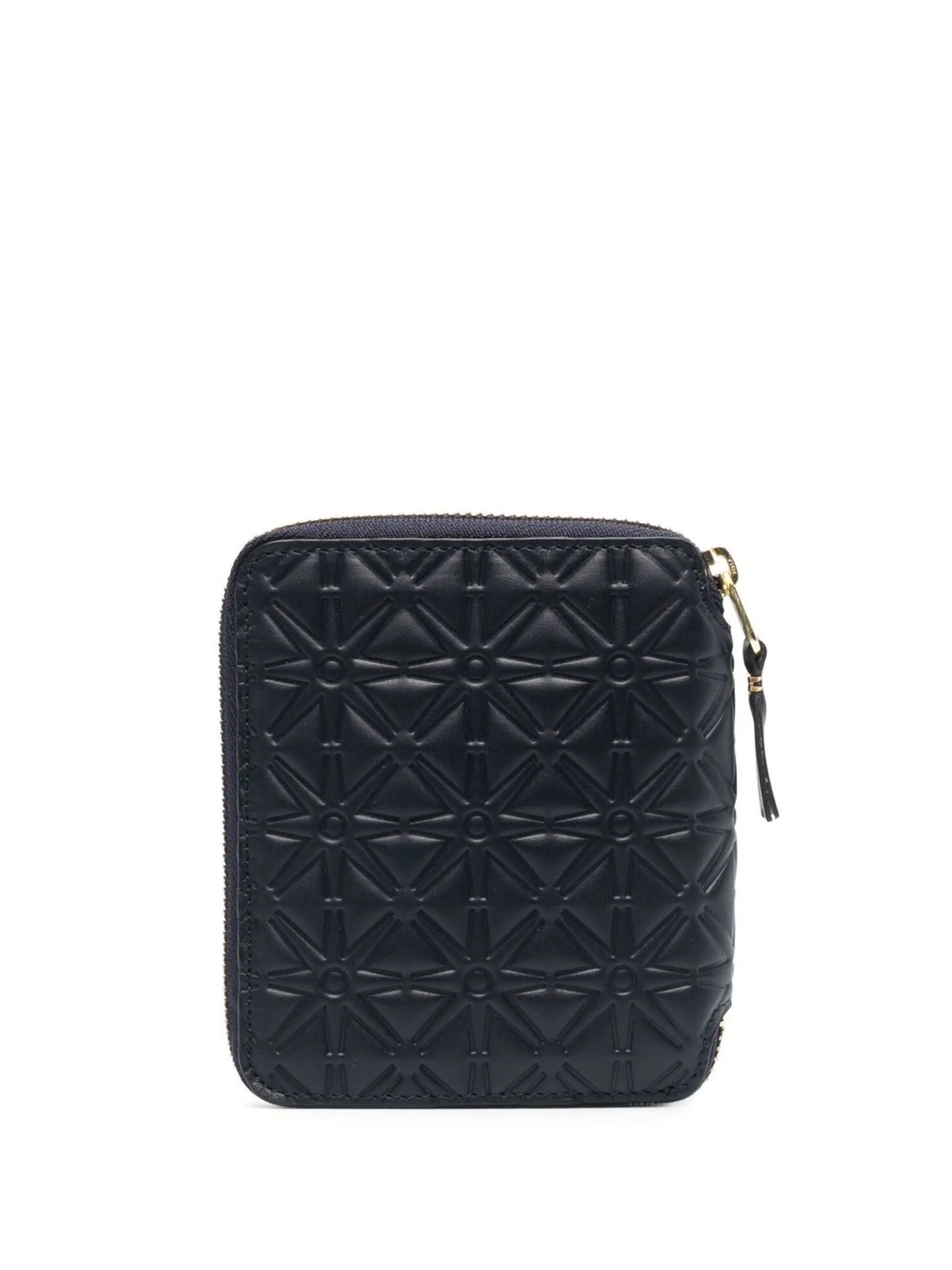 geometric-embossed zip-around wallet